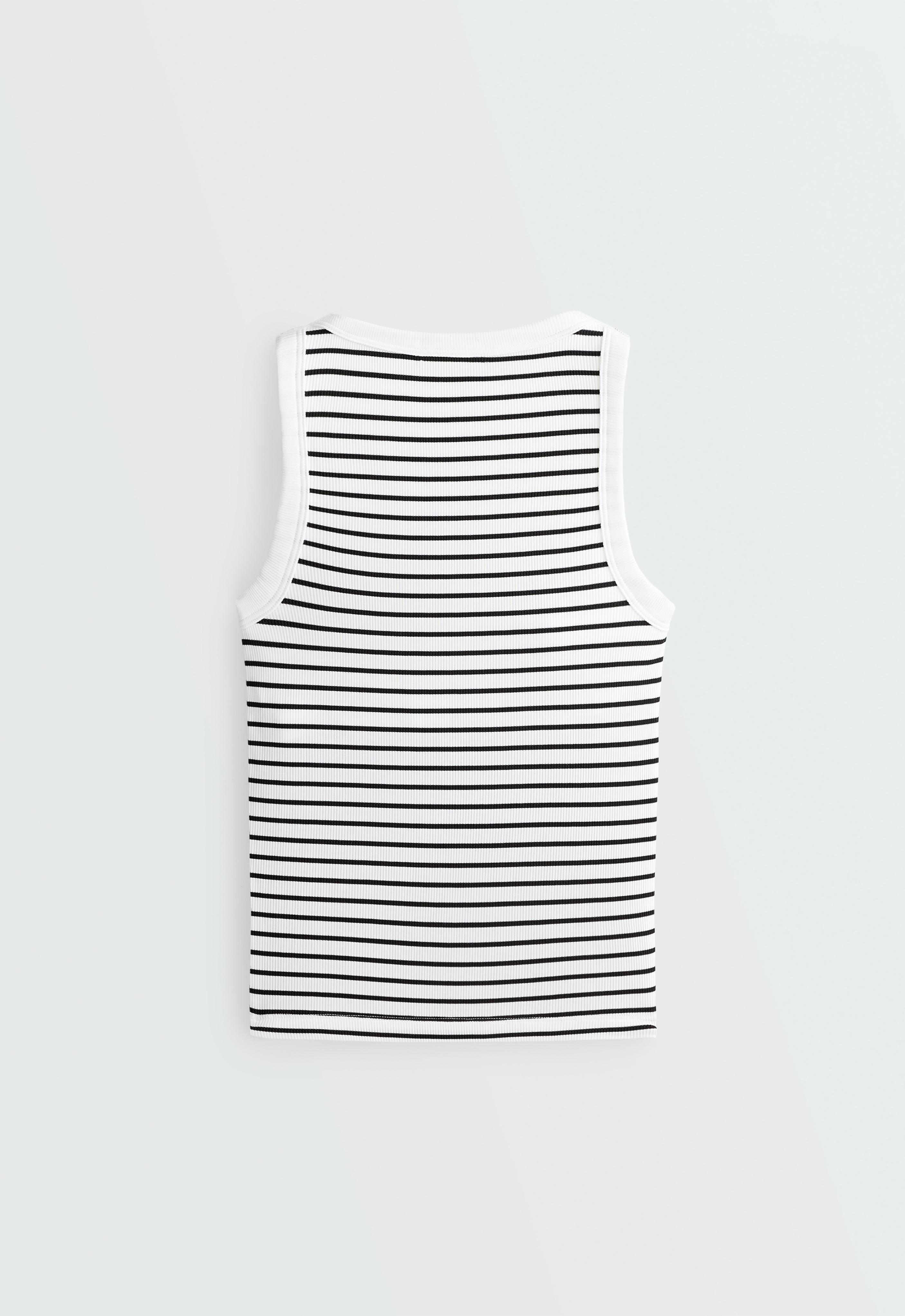 Long modal rib stripe tank top — BLACK