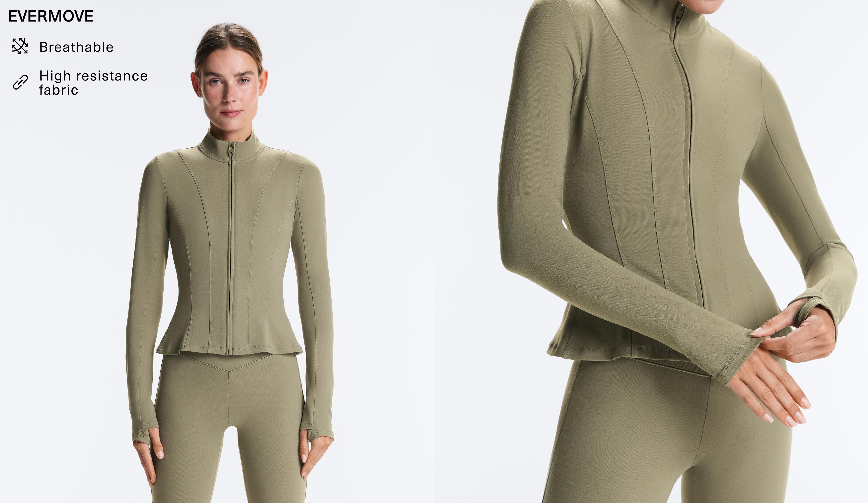 Evermove peplum technical jacket — WASHED KHAKI
