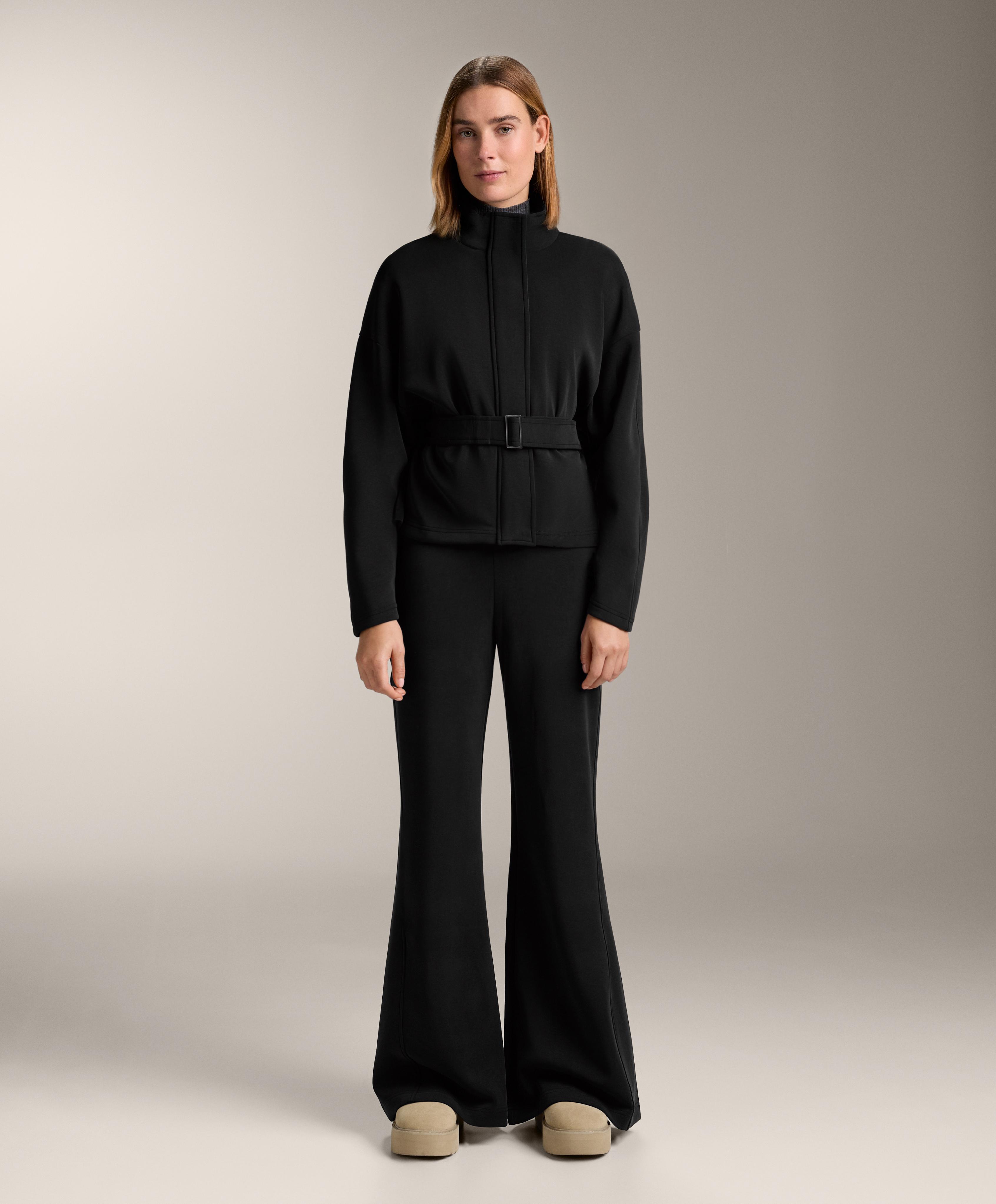 Belted jacket with brushed modal — BLACK