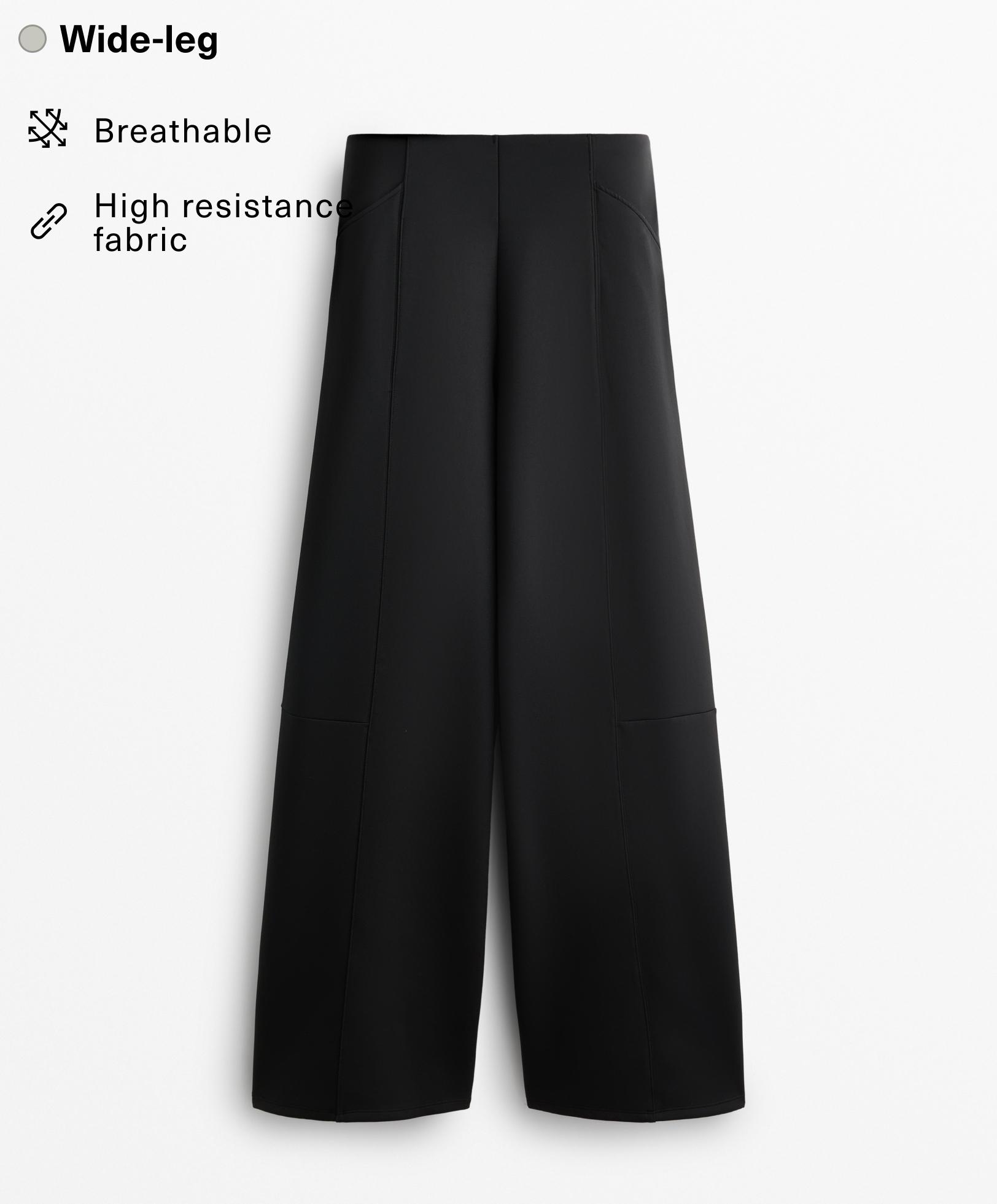 Neoprene-effect wide-leg trousers