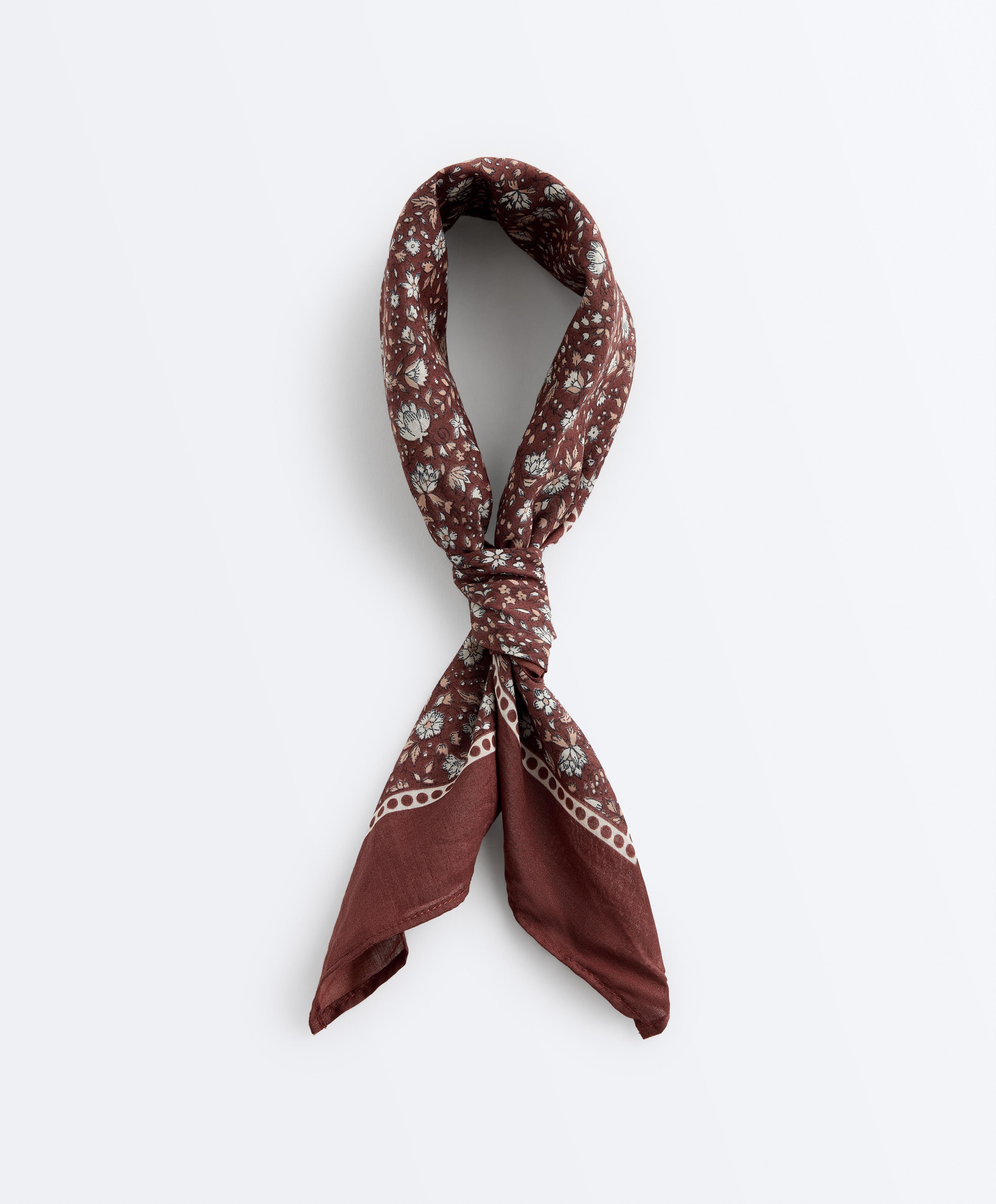 Floral 100% cotton bandana — BURNT ORANGE