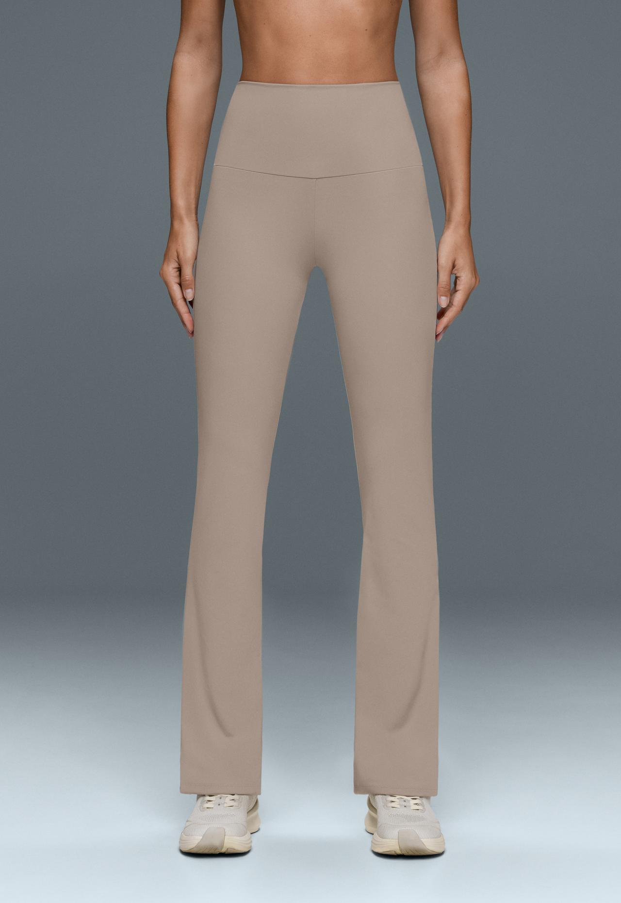 High-rise Comfortlux flare trousers — LIGHT STONE