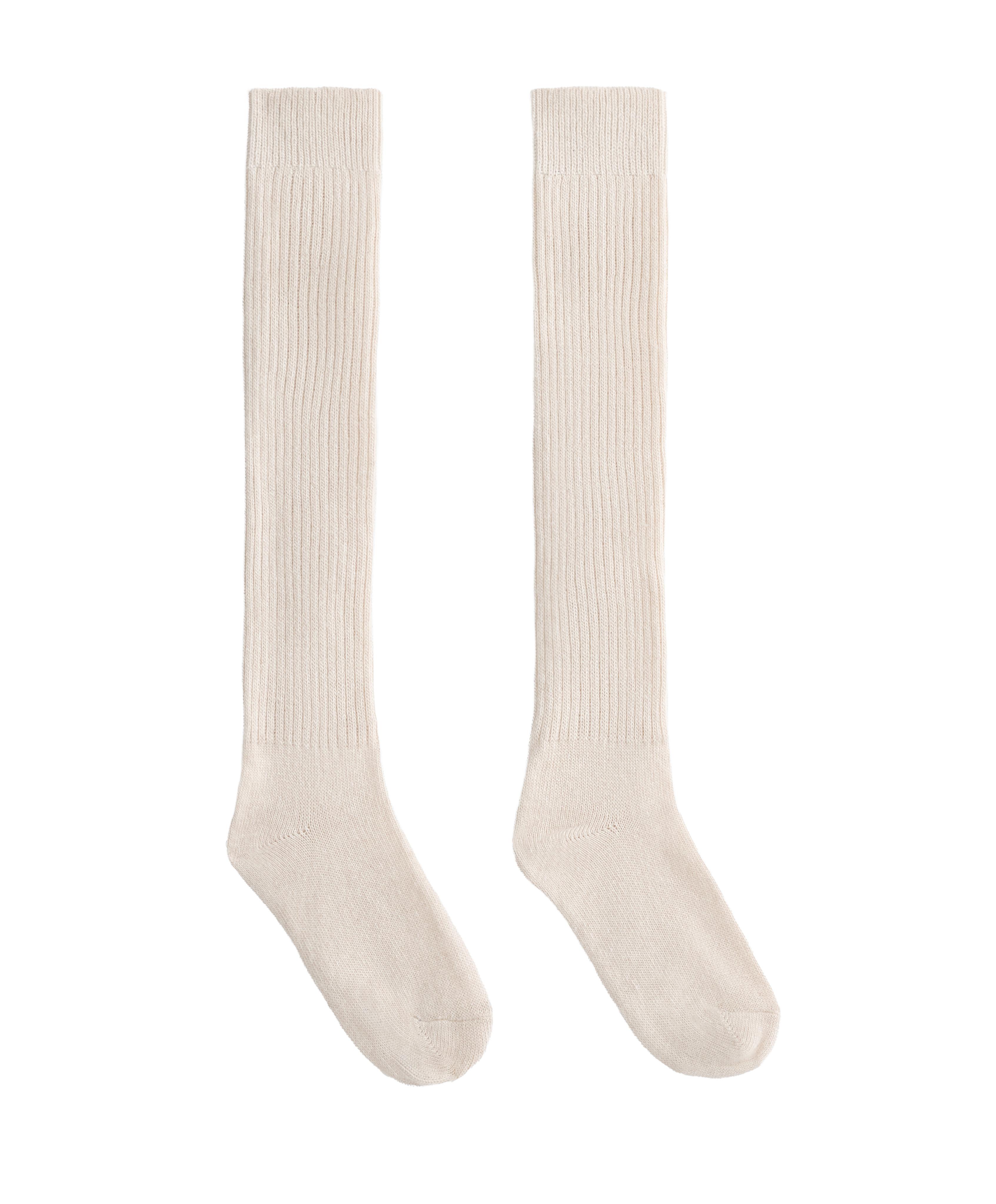 22% cashmere 10% wool long socks — ECRU