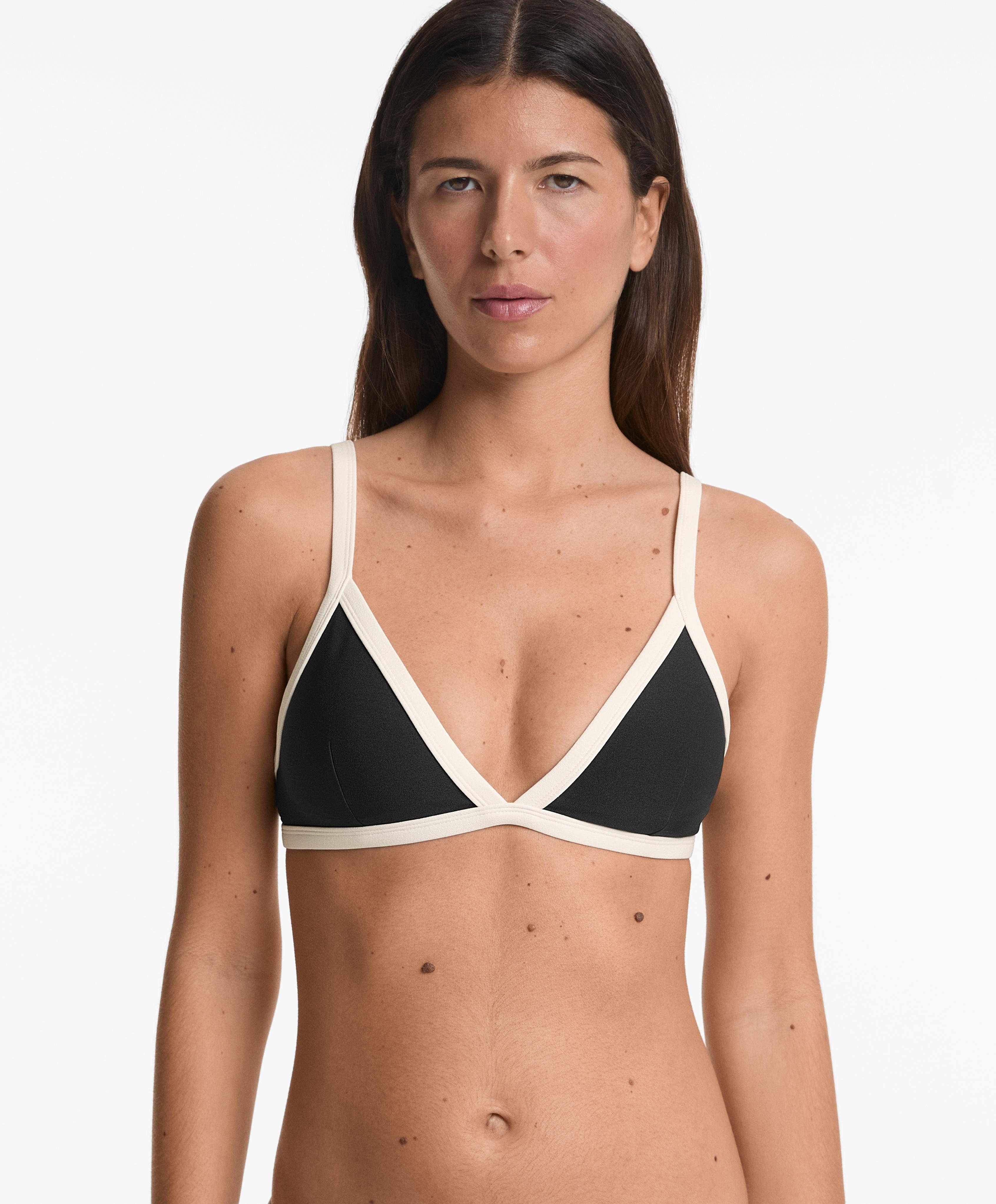 Contrast trim triangle bikini top