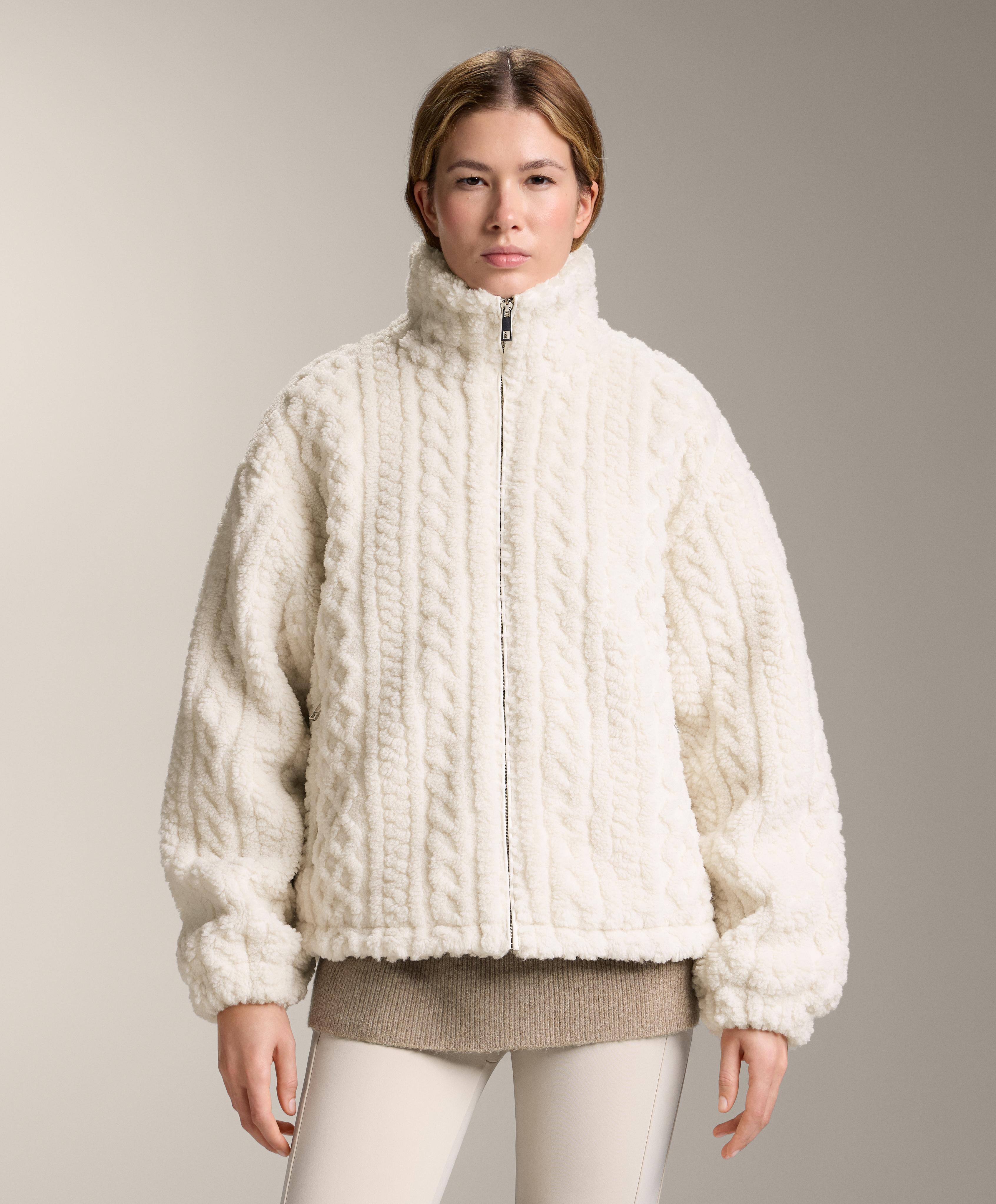 Cable-knit faux-shearling jacket — ECRU