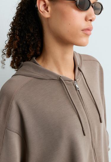 Long jacket with rib details and soft-touch modal — MINK 4