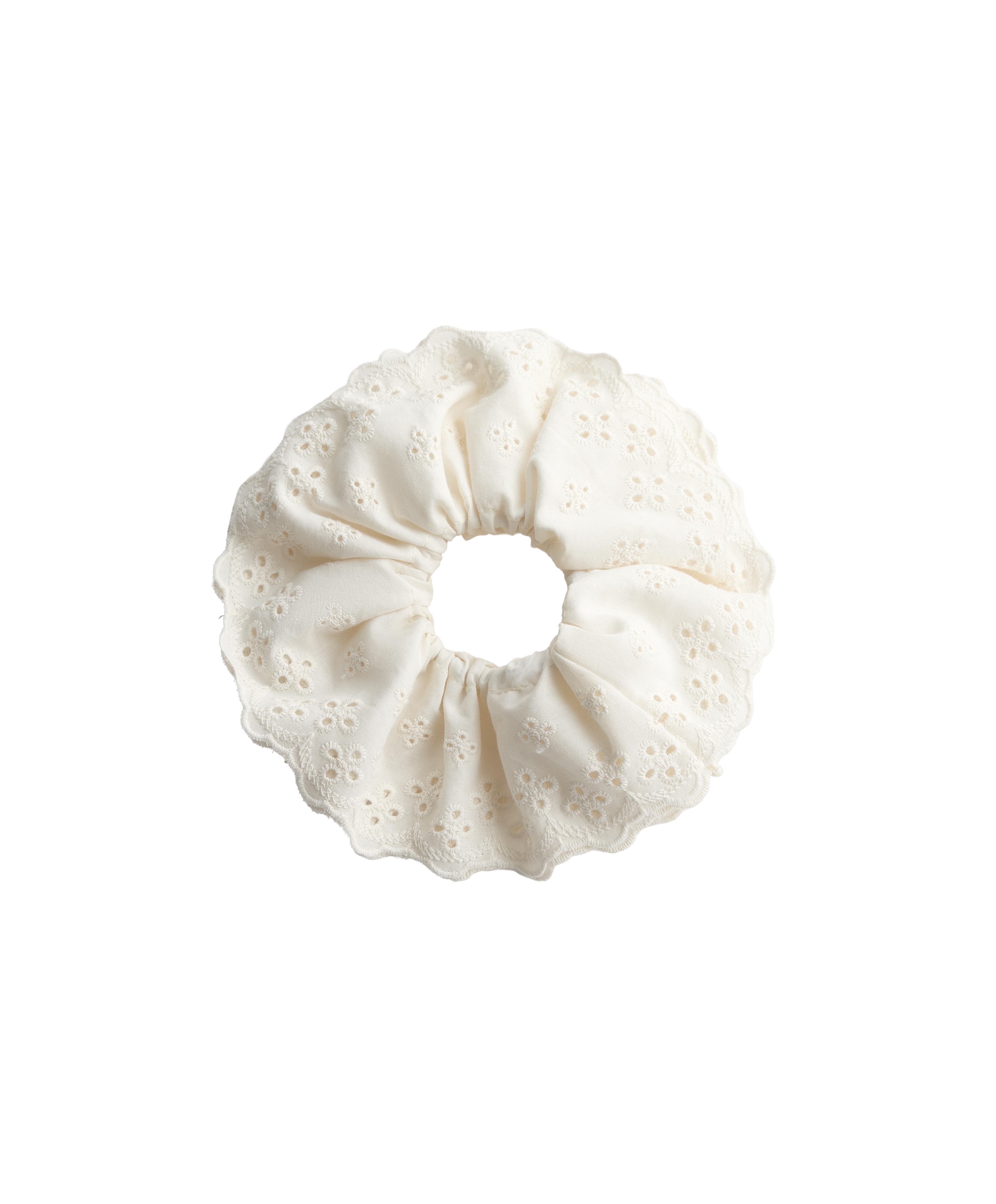Large embroidered scrunchie — ECRU