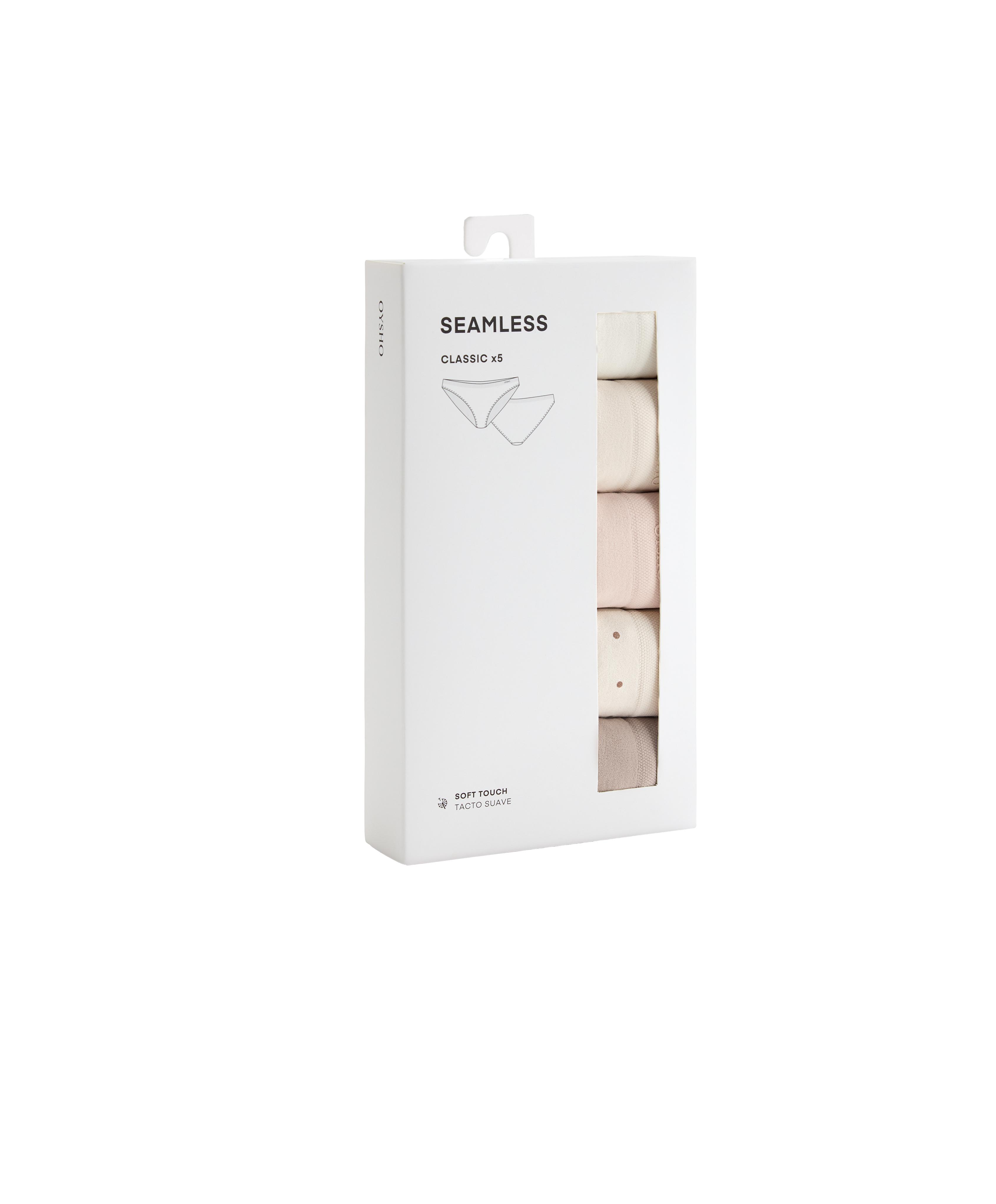 5 seamless soft-touch classic briefs — MINK