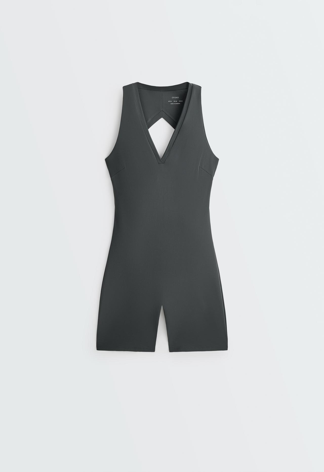 Open-back Comfortlux short jumpsuit — STEEL GREY