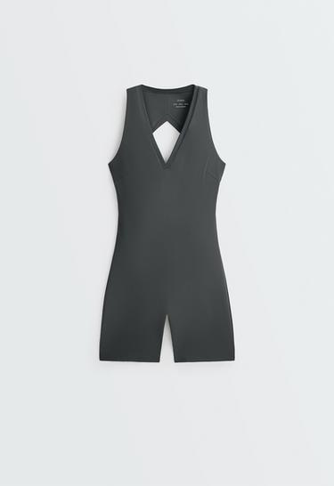 Open-back Comfortlux short jumpsuit — STEEL GREY 10