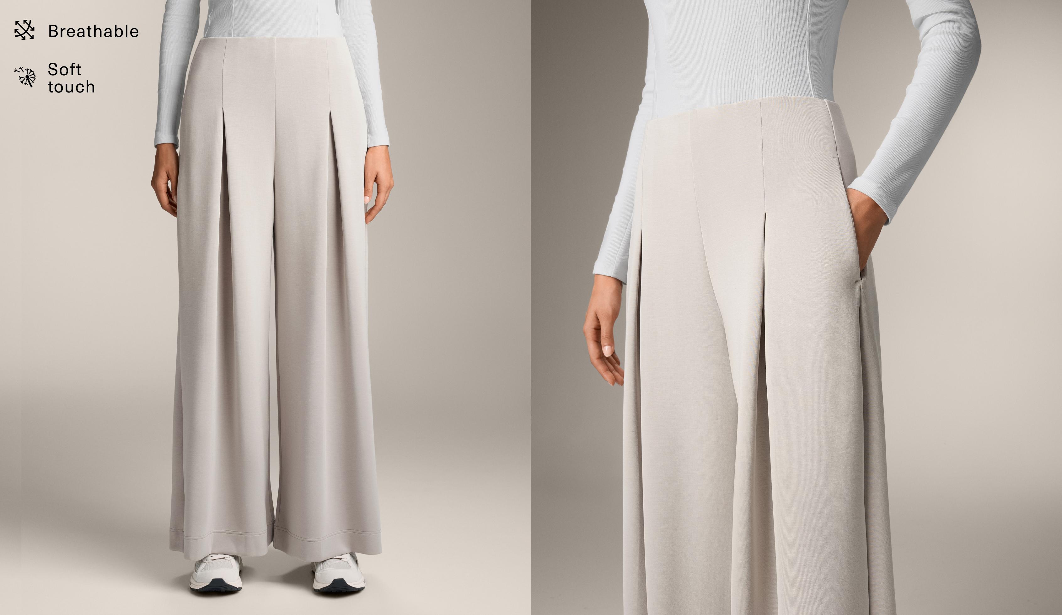 מכנסיים wide leg קפלים בשילוב modal במגע רך
