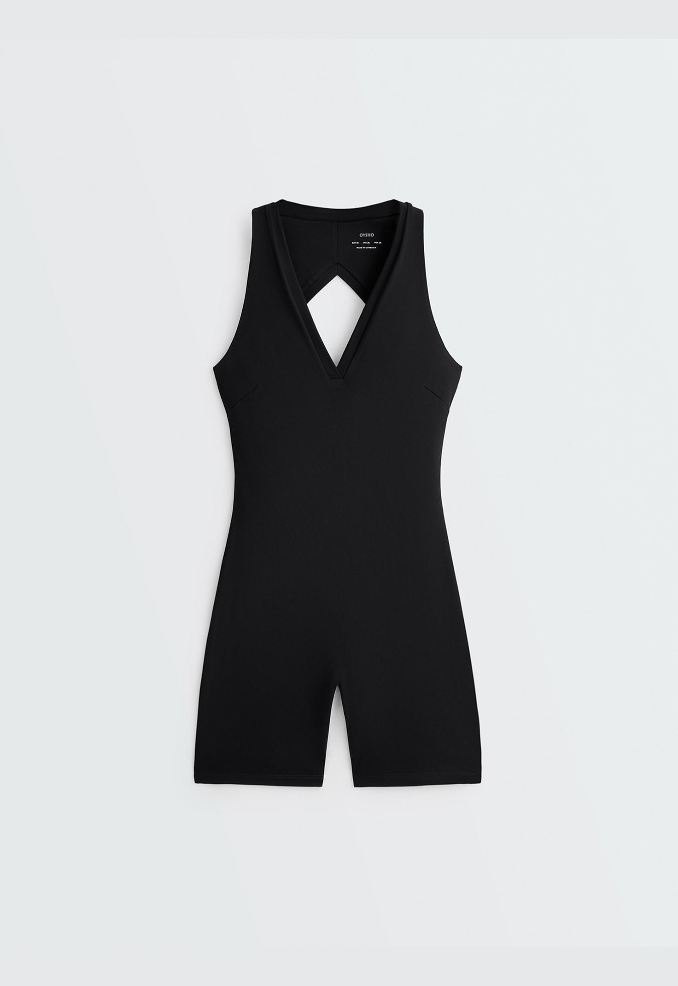 Open-back Comfortlux short jumpsuit — BLACK