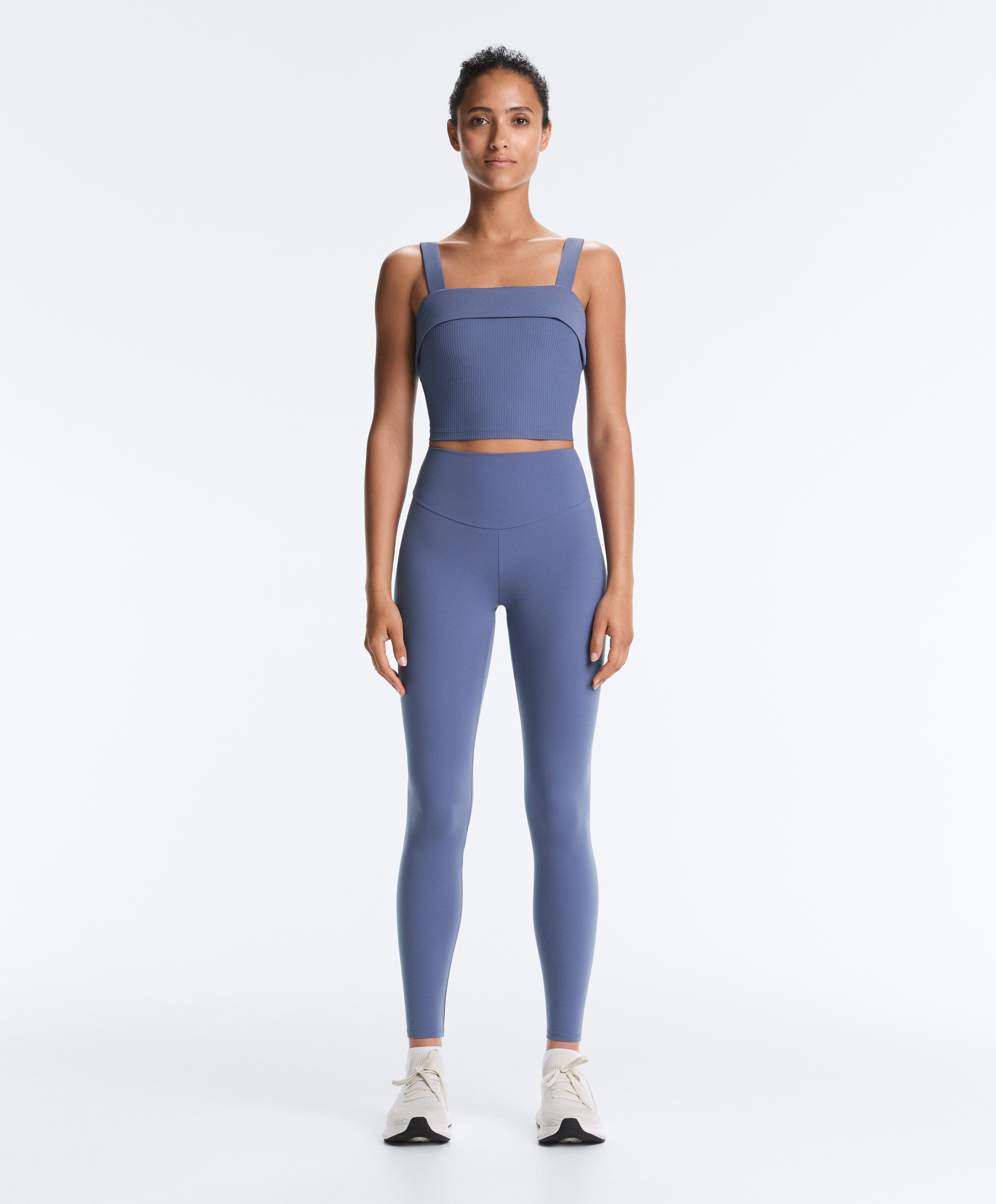 Comfortlux rib turn-up tank top — MID-WASHED BLUE