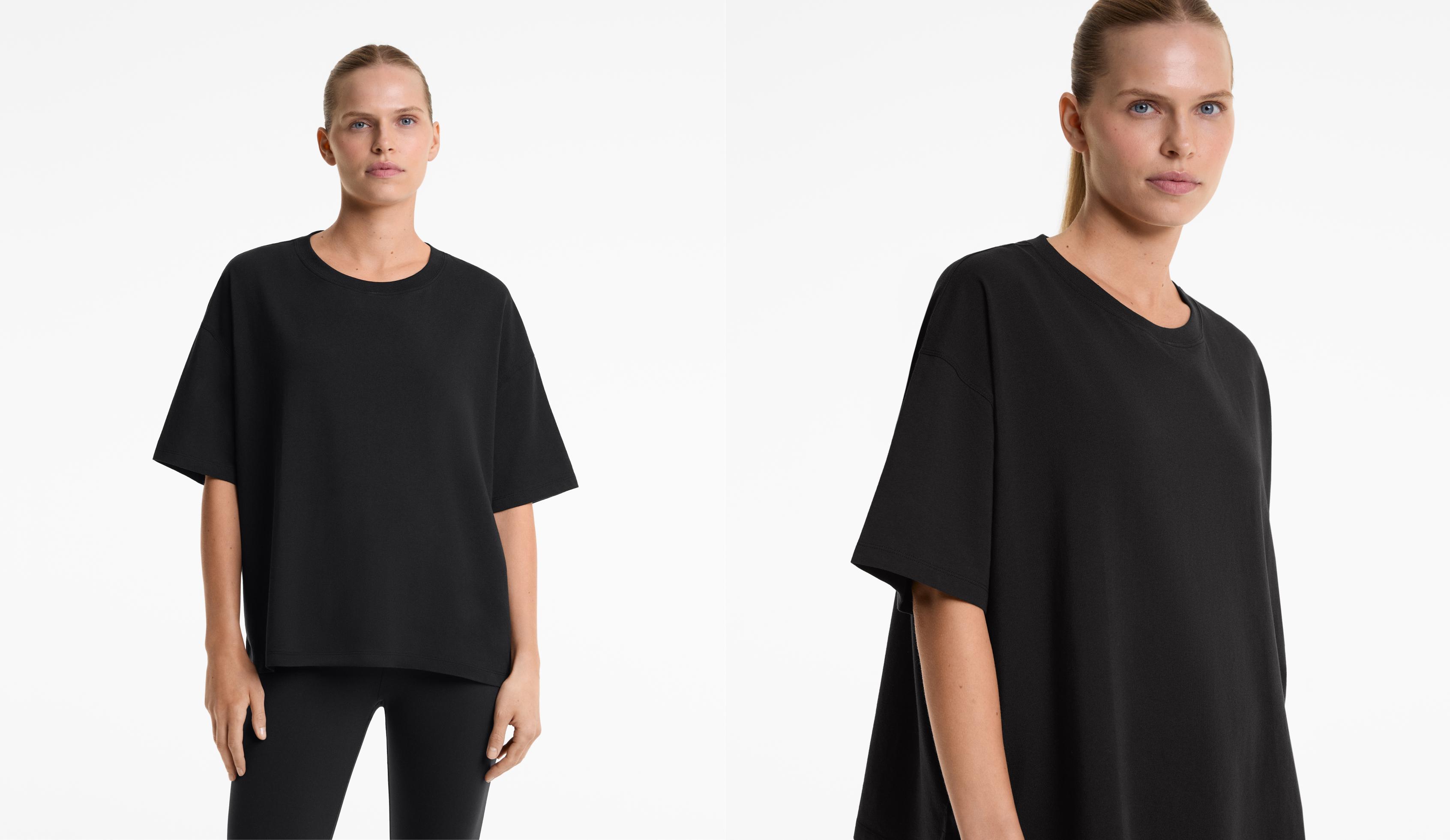 Camiseta boxy manga corta mezcla algodón