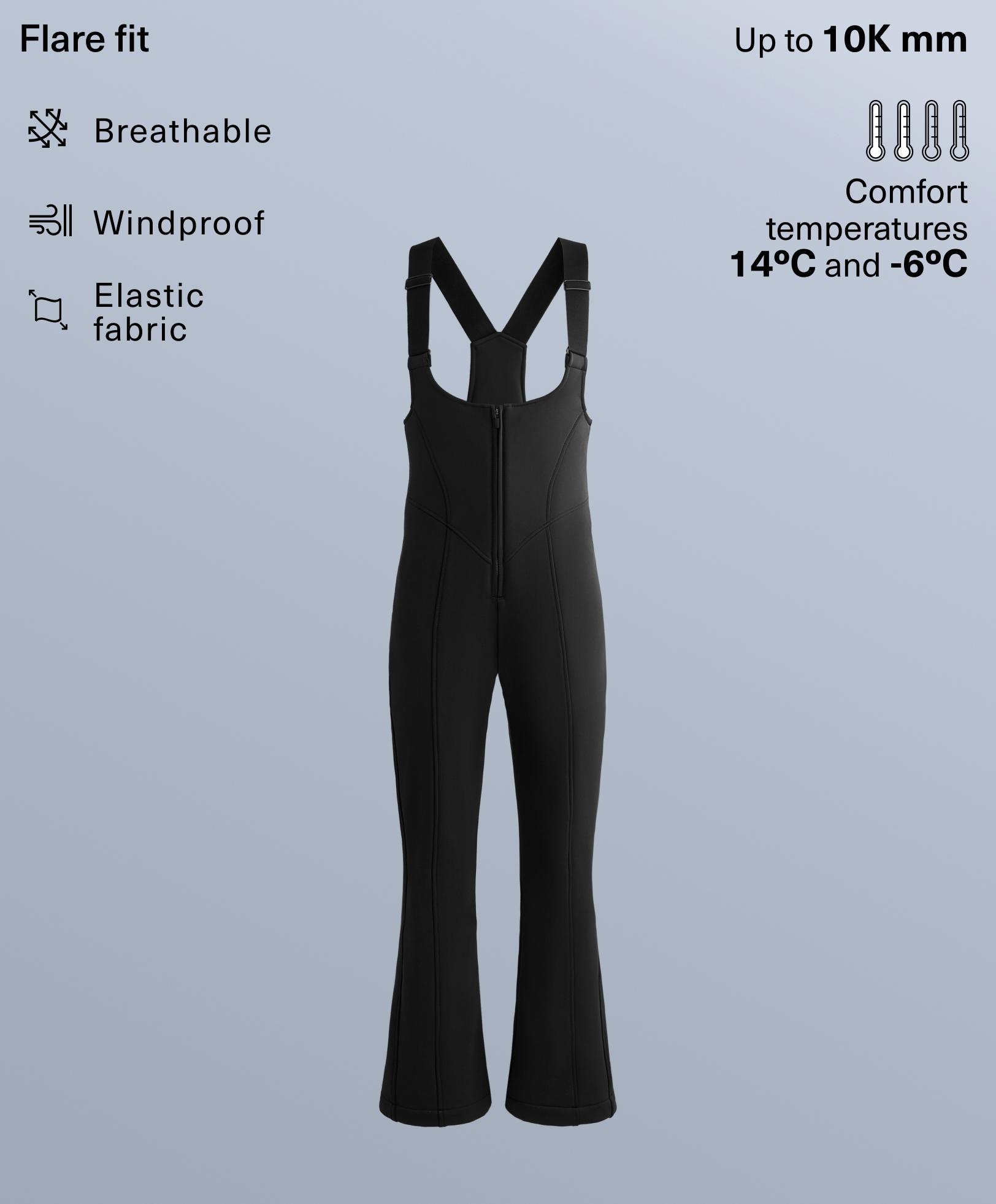 Water-resistant SKI flare dungarees — BLACK