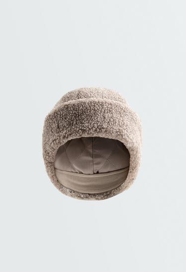 Faux-shearling turn-up beanie — MINK MELANGE 1
