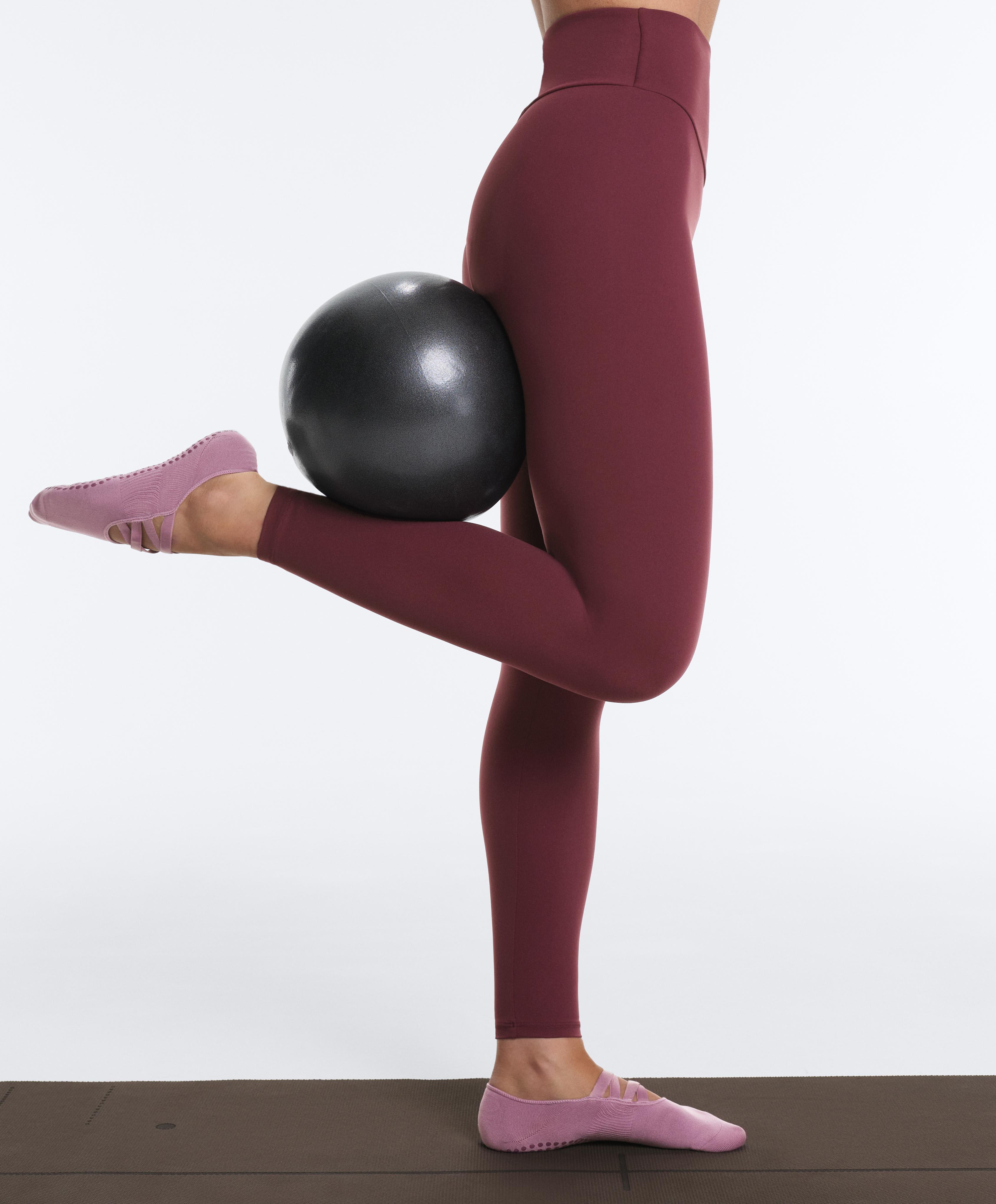 2 pairs of invisible polyamide blend yoga and Pilates socks with double straps — MAUVE PINK