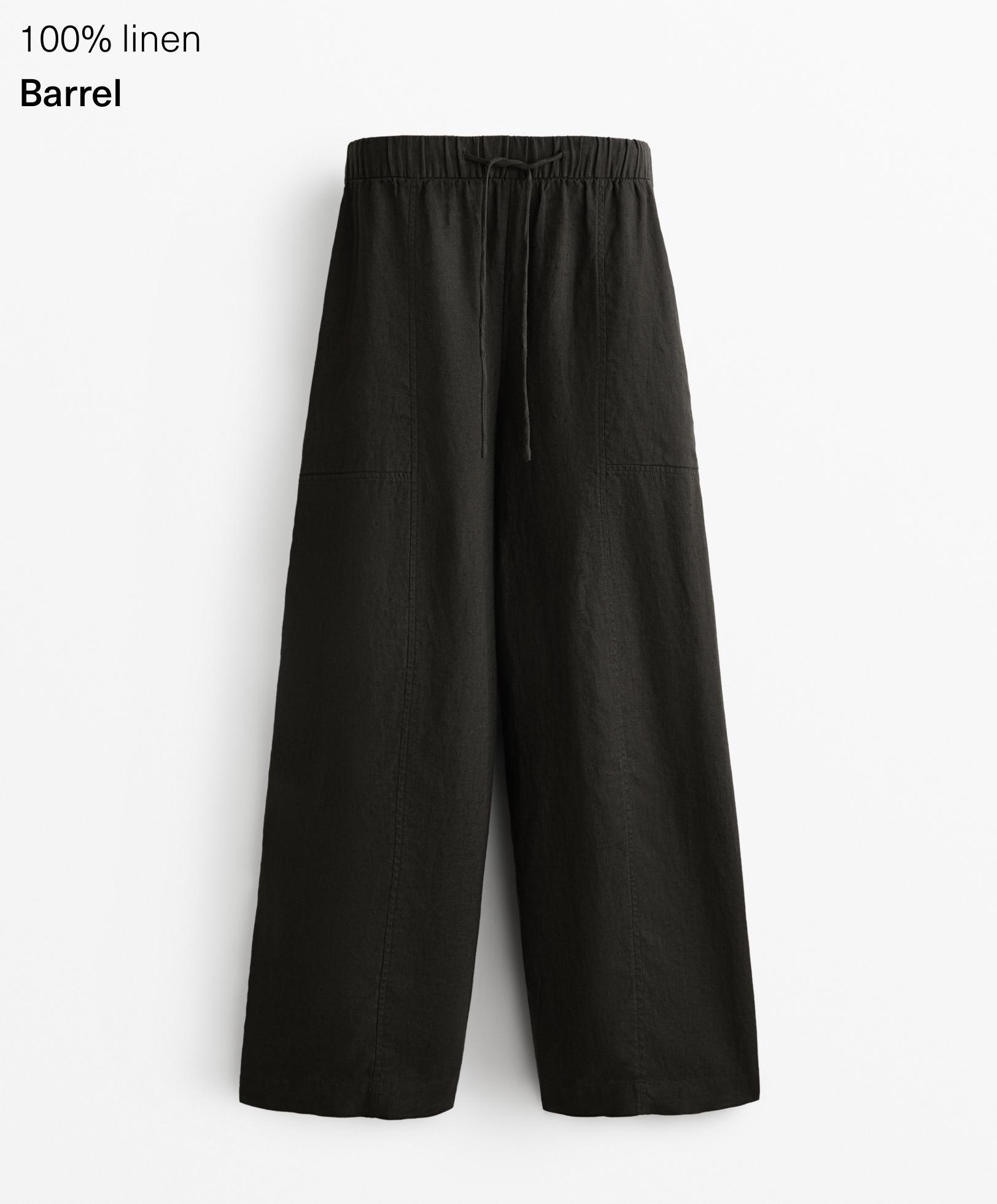 100% linen barrel trousers