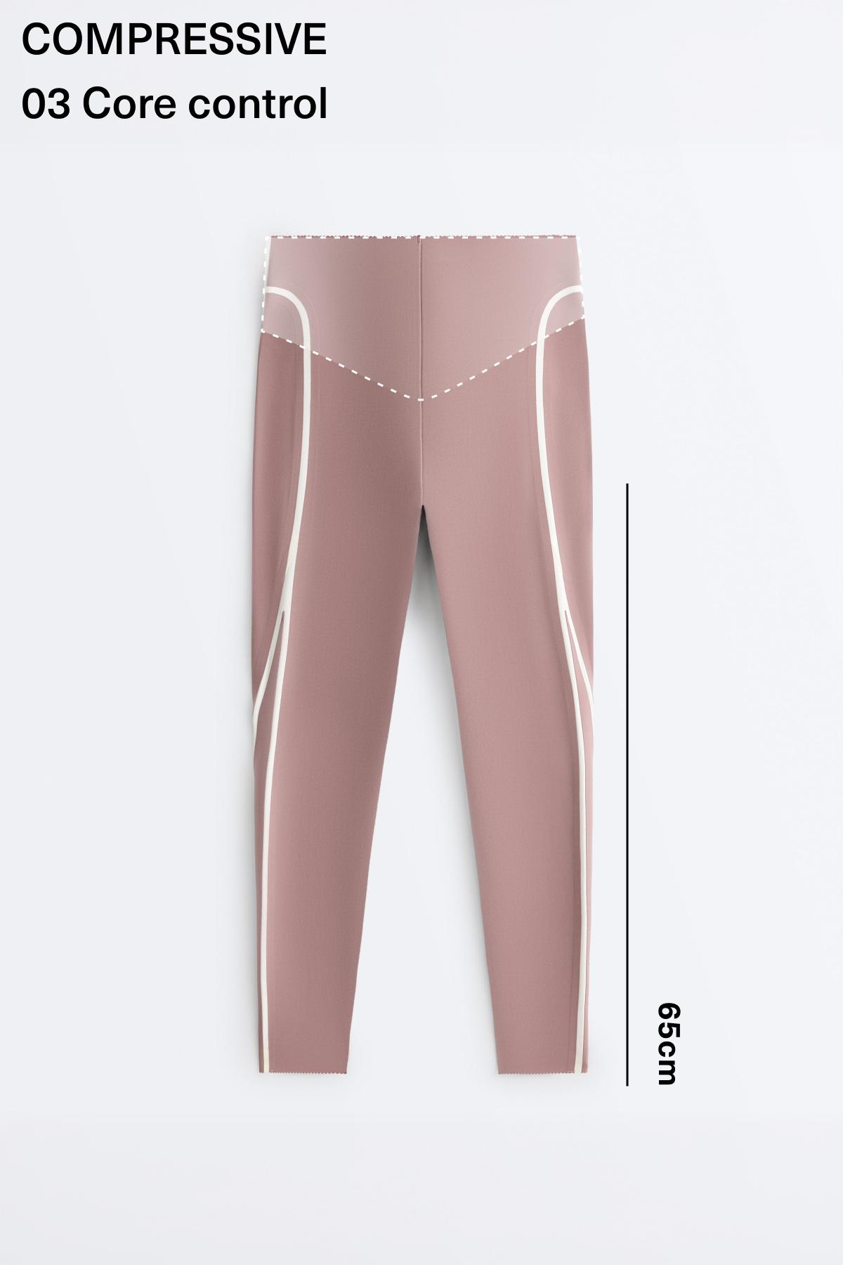 High-rise compressive core-control ankle-length leggings with contrast details — DARK LILAC