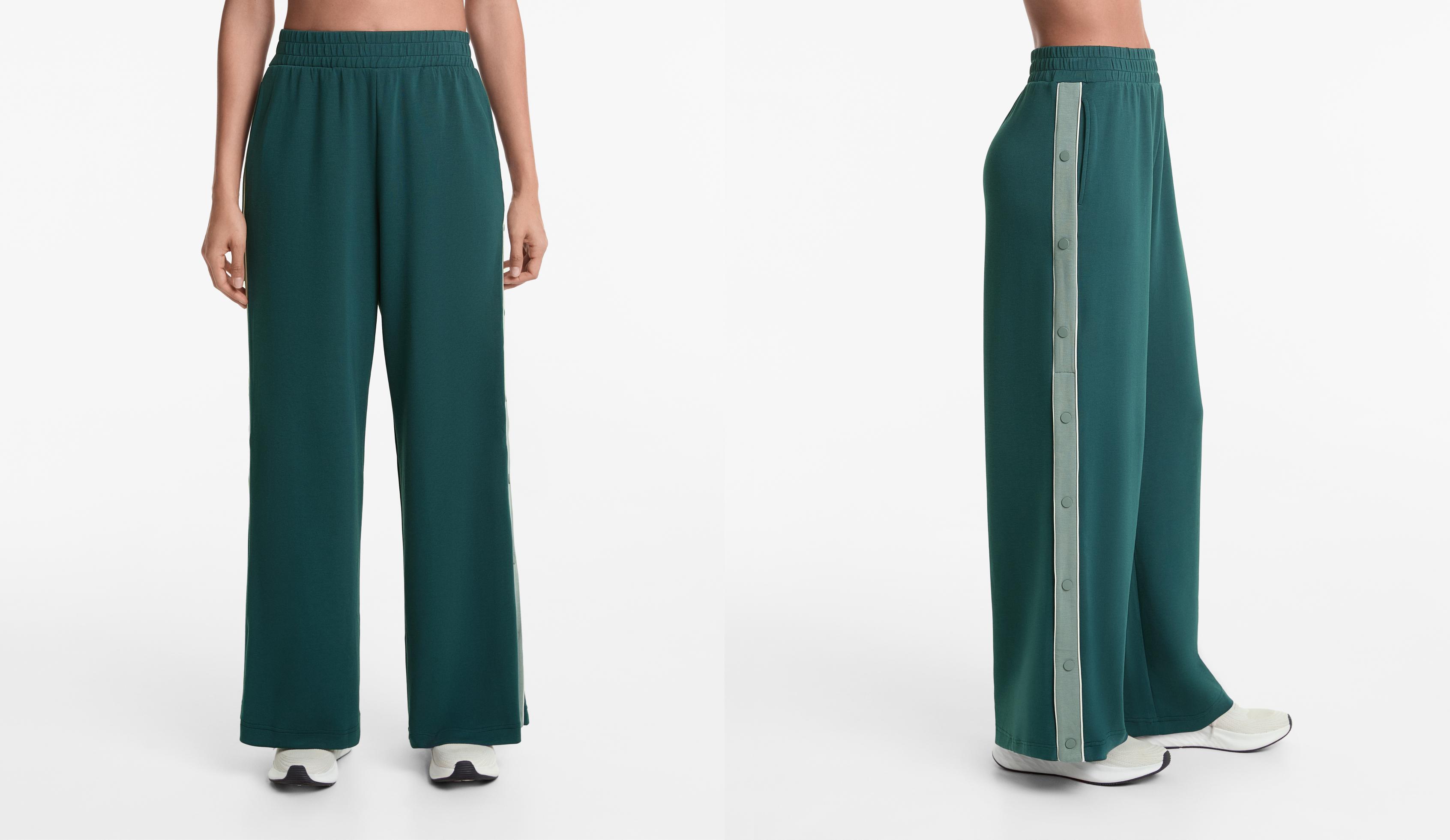 Wide-leg trousers with soft-touch modal, piping and buttons