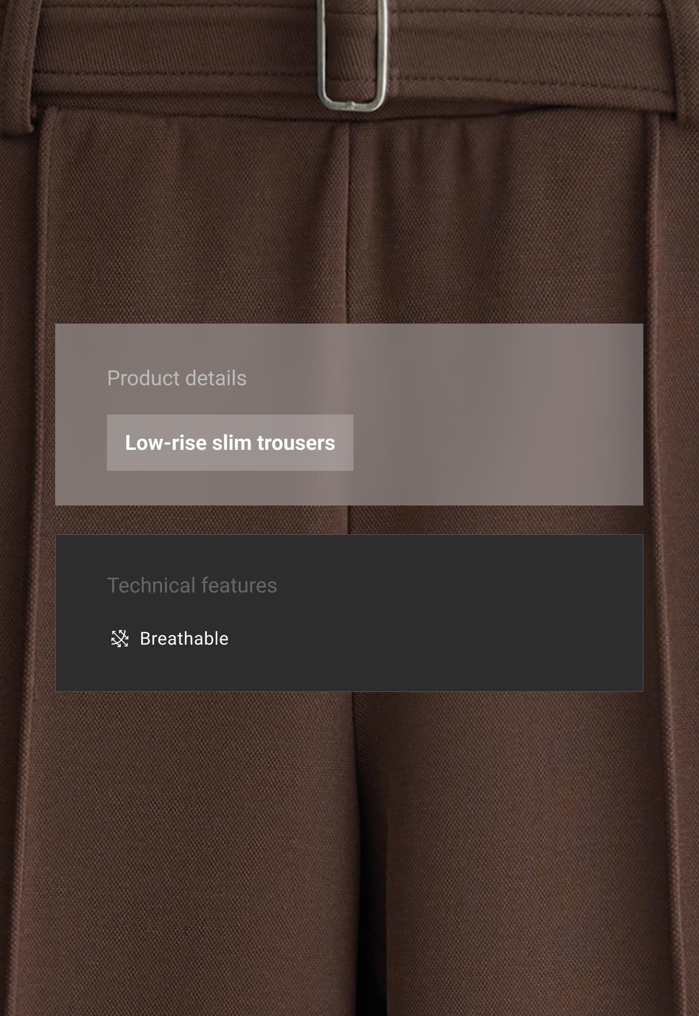Low-rise slim pique trousers with cotton — DARK BROWN