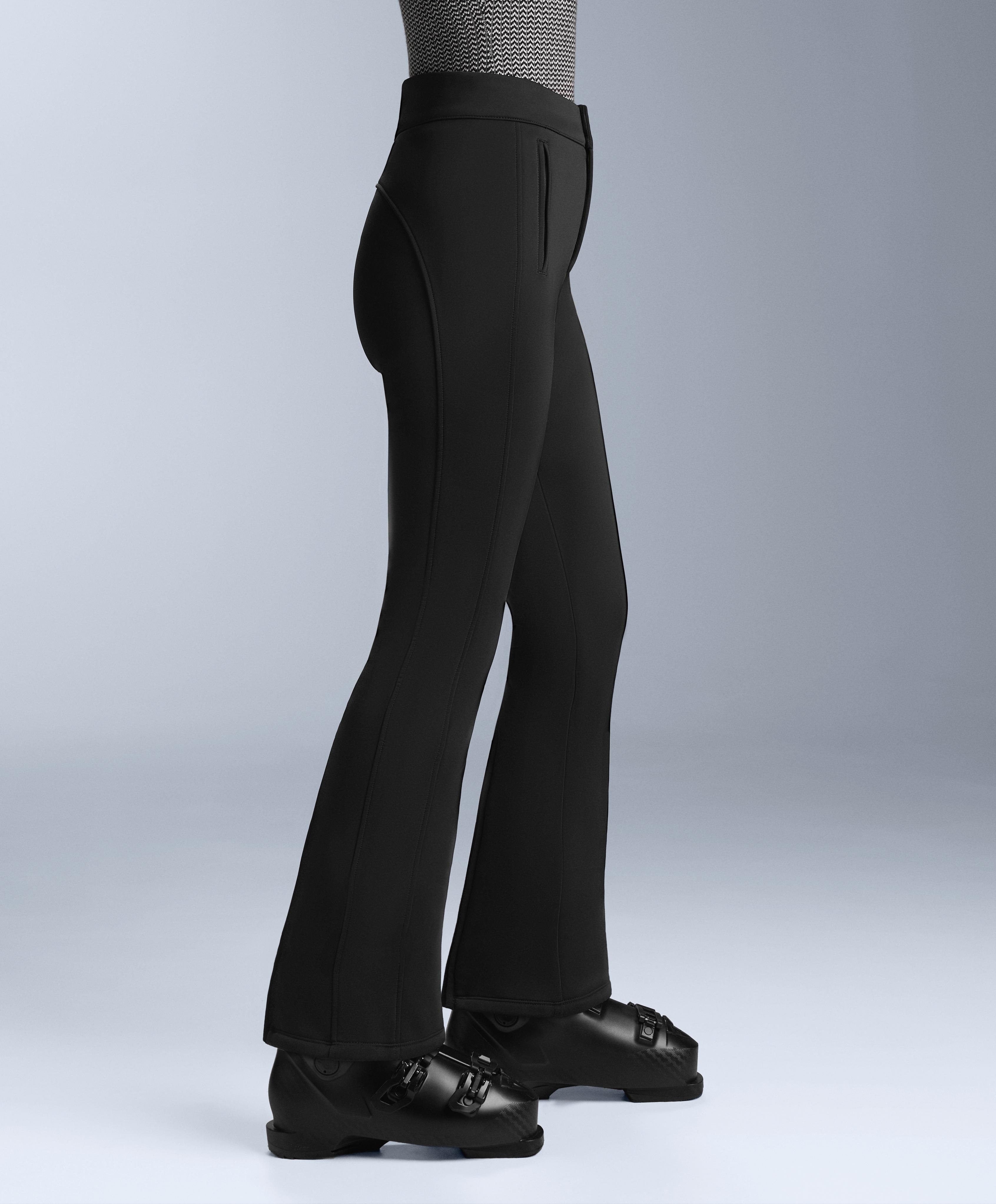 Water-resistant flare stretch SKI trousers — BLACK