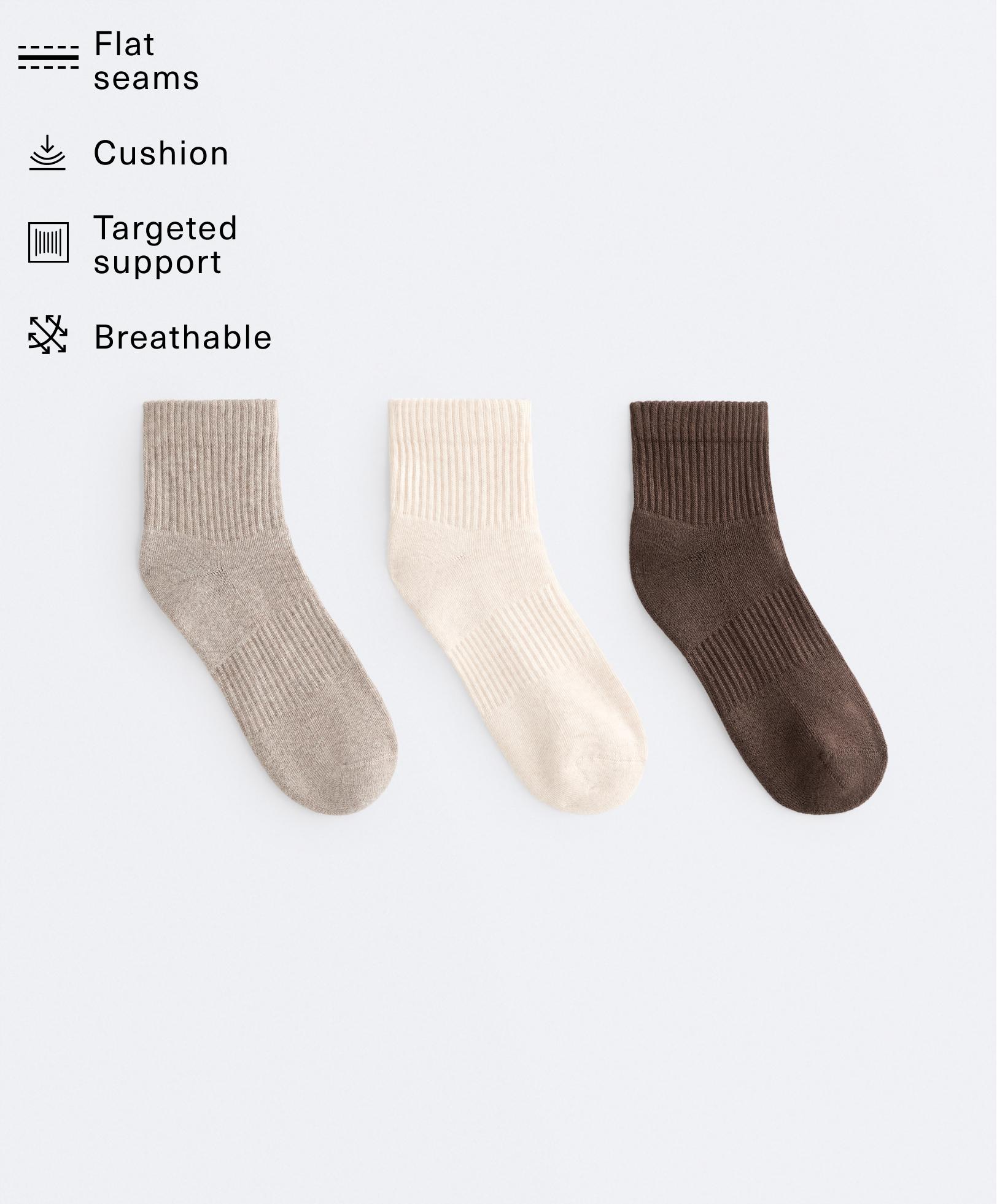 3 pairs of quarter socks with cotton 3 pairs of quarter socks with cotton
