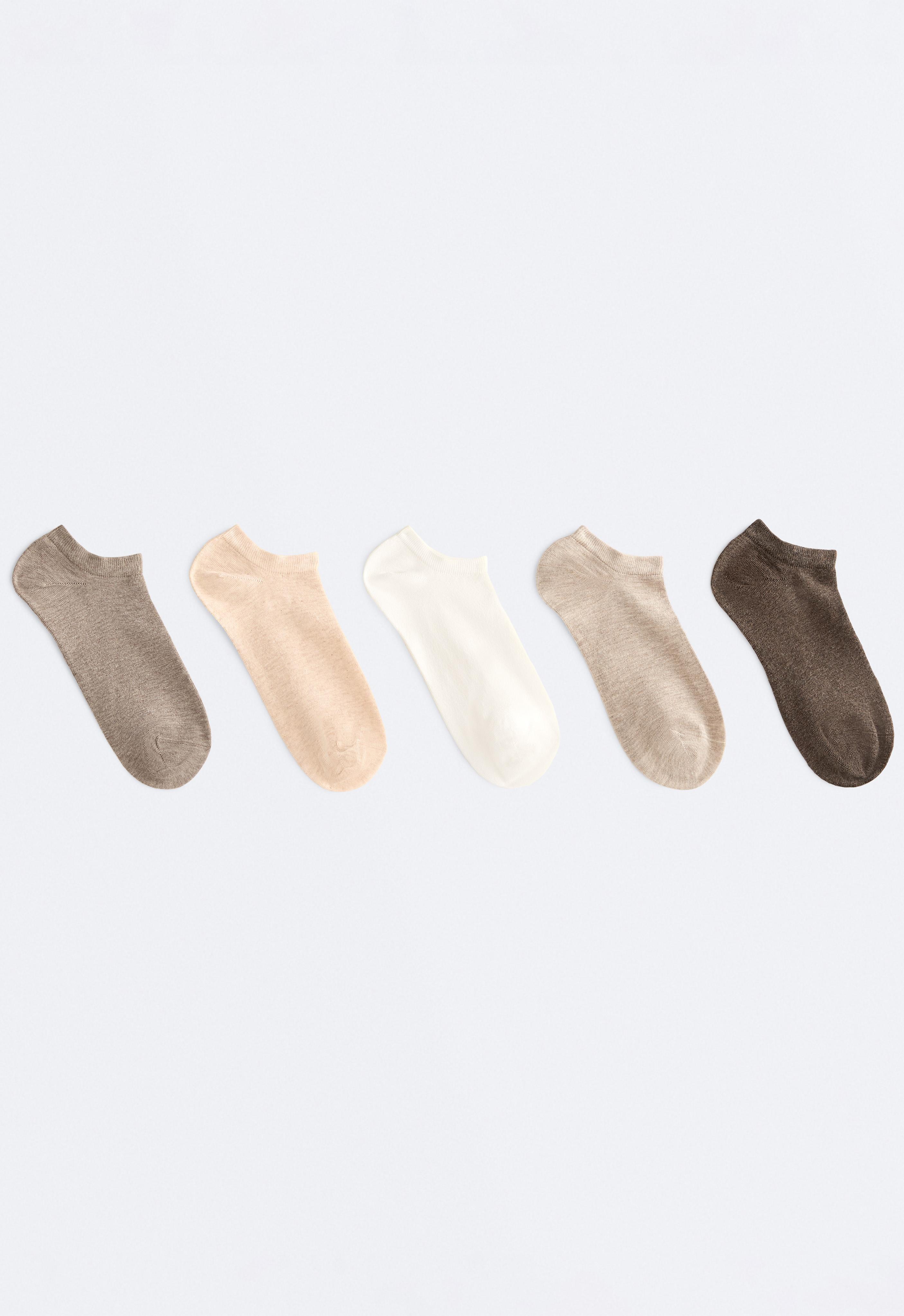 5 pairs of cotton blend sneaker socks — SAND MELANGE