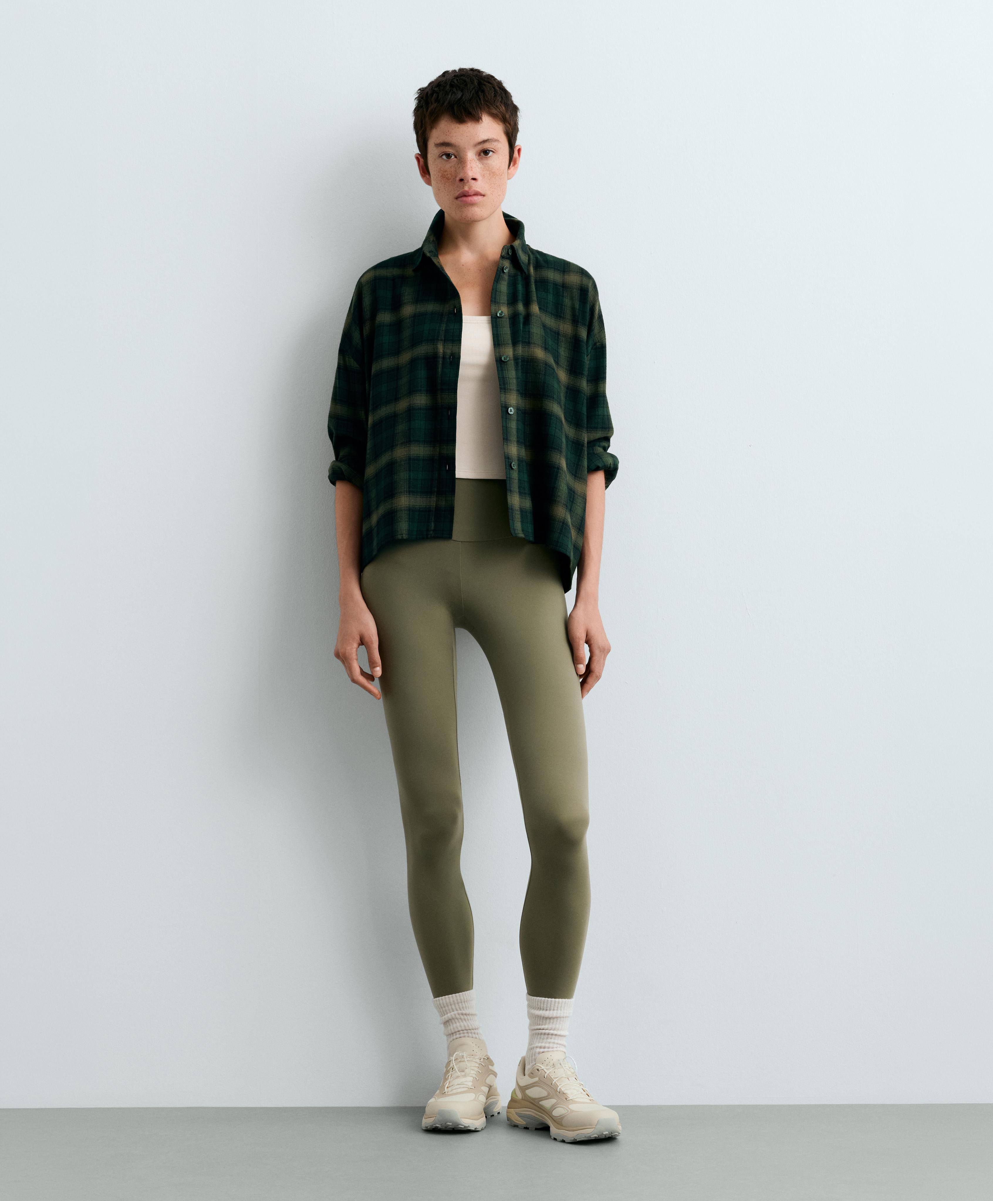 Checked cotton cropped shirt — EMERALD GREEN
