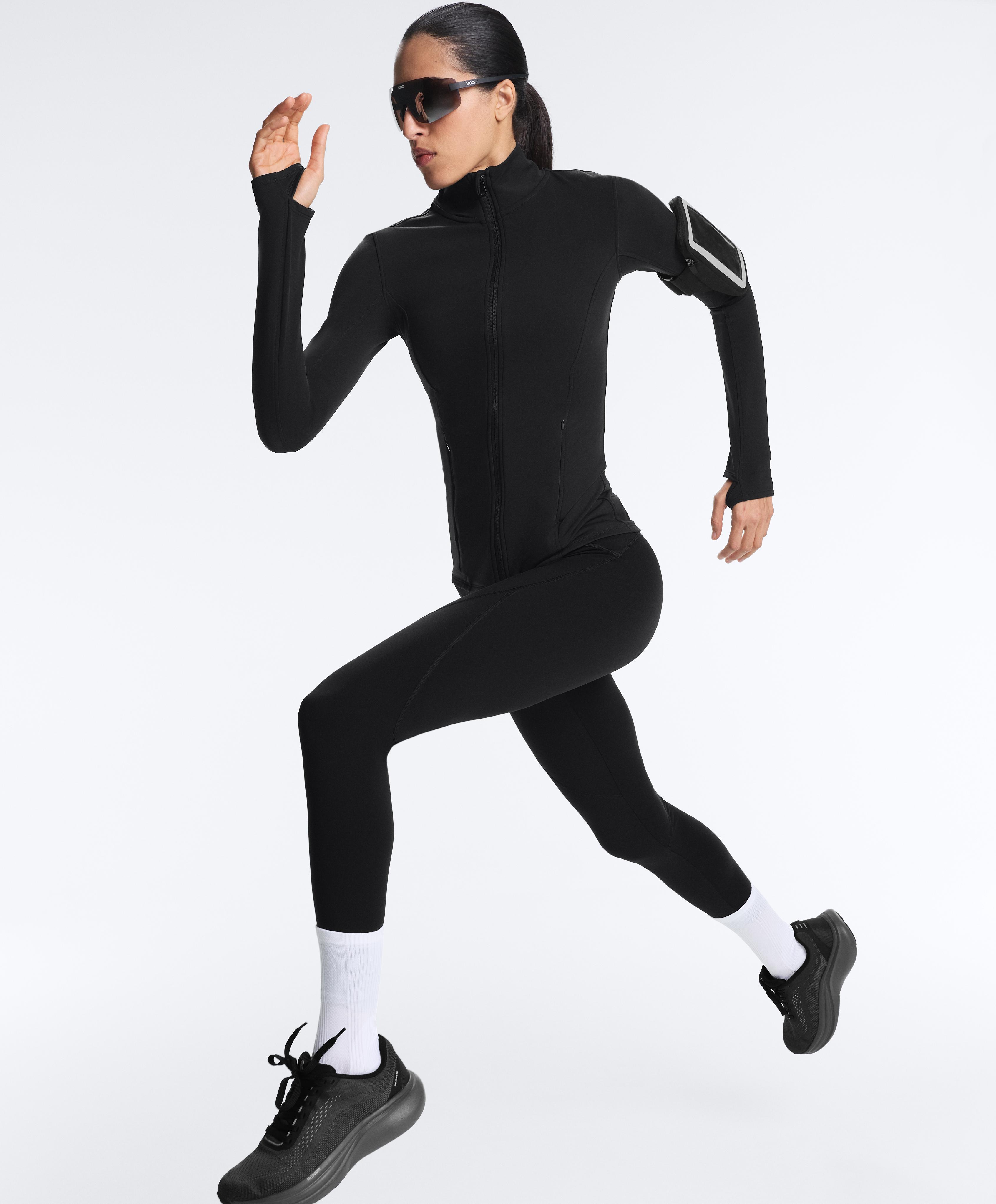 Long light warm technical jacket — BLACK