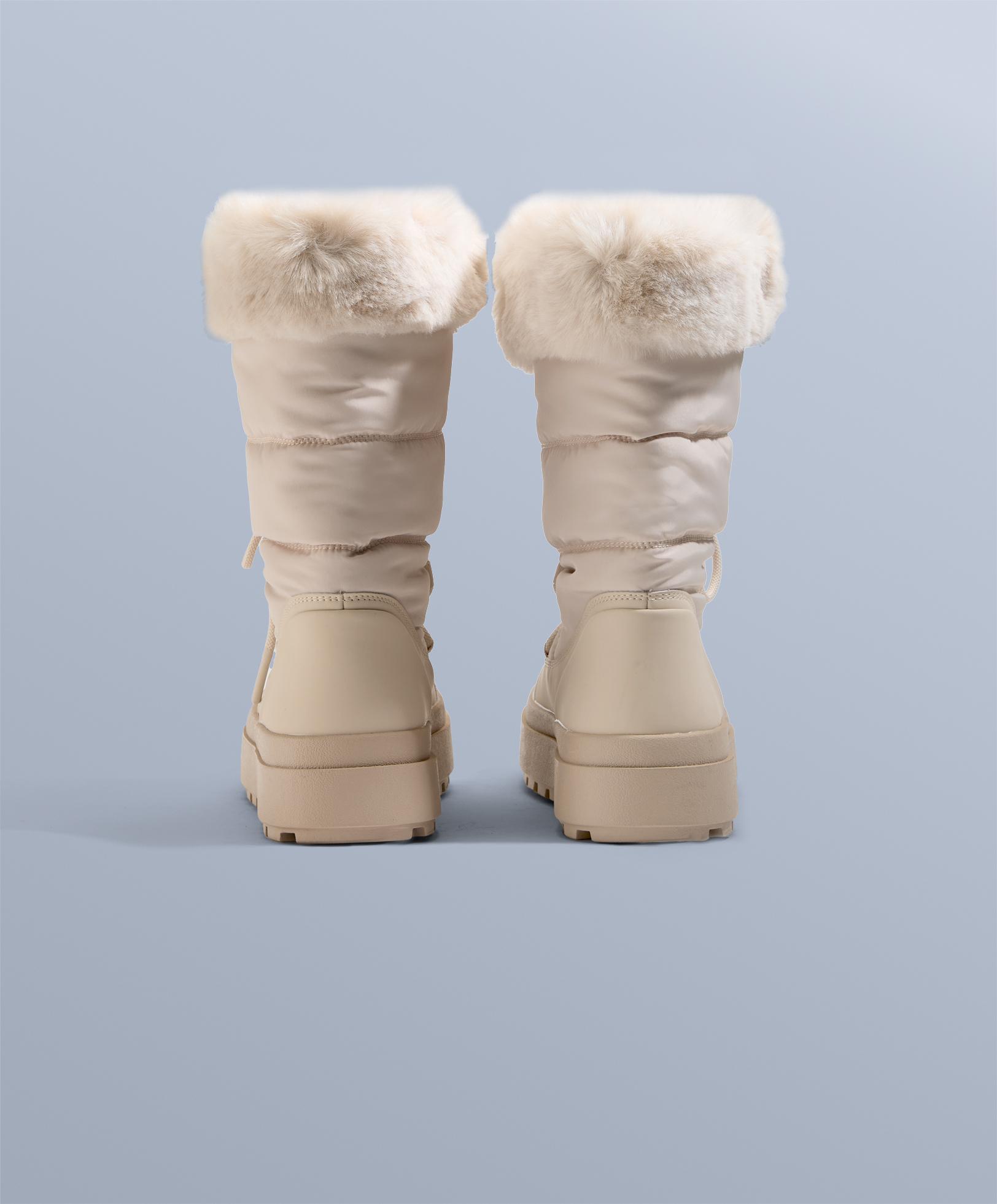 Lace-up après-ski boot with fur collar — MINK