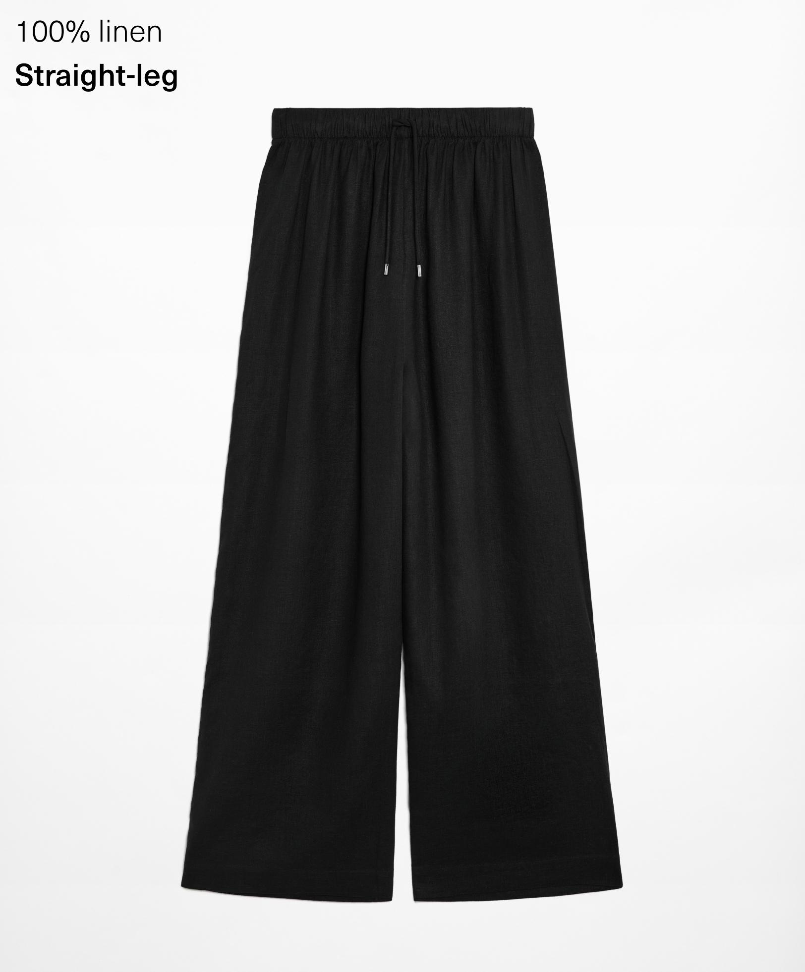 Straight cut 100% linen trousers - Sale