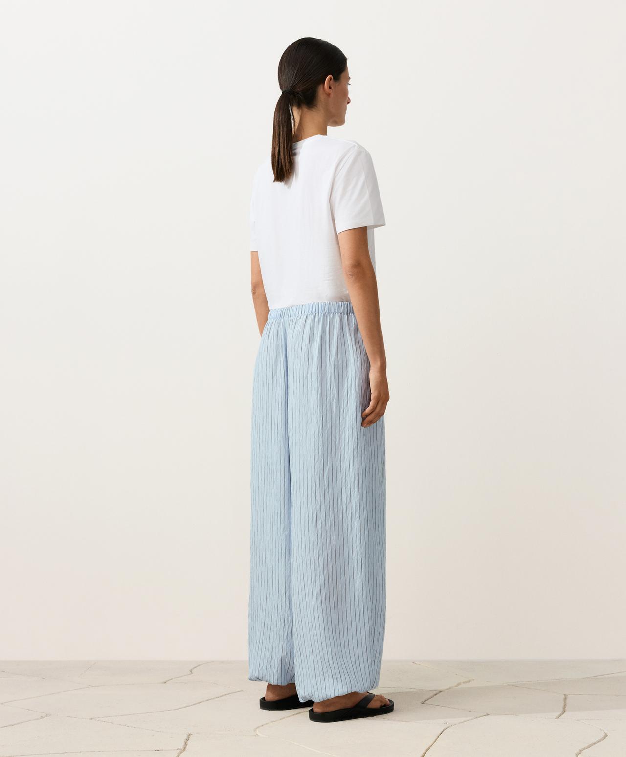 Modal blend striped trousers — DUSTY-BLUE