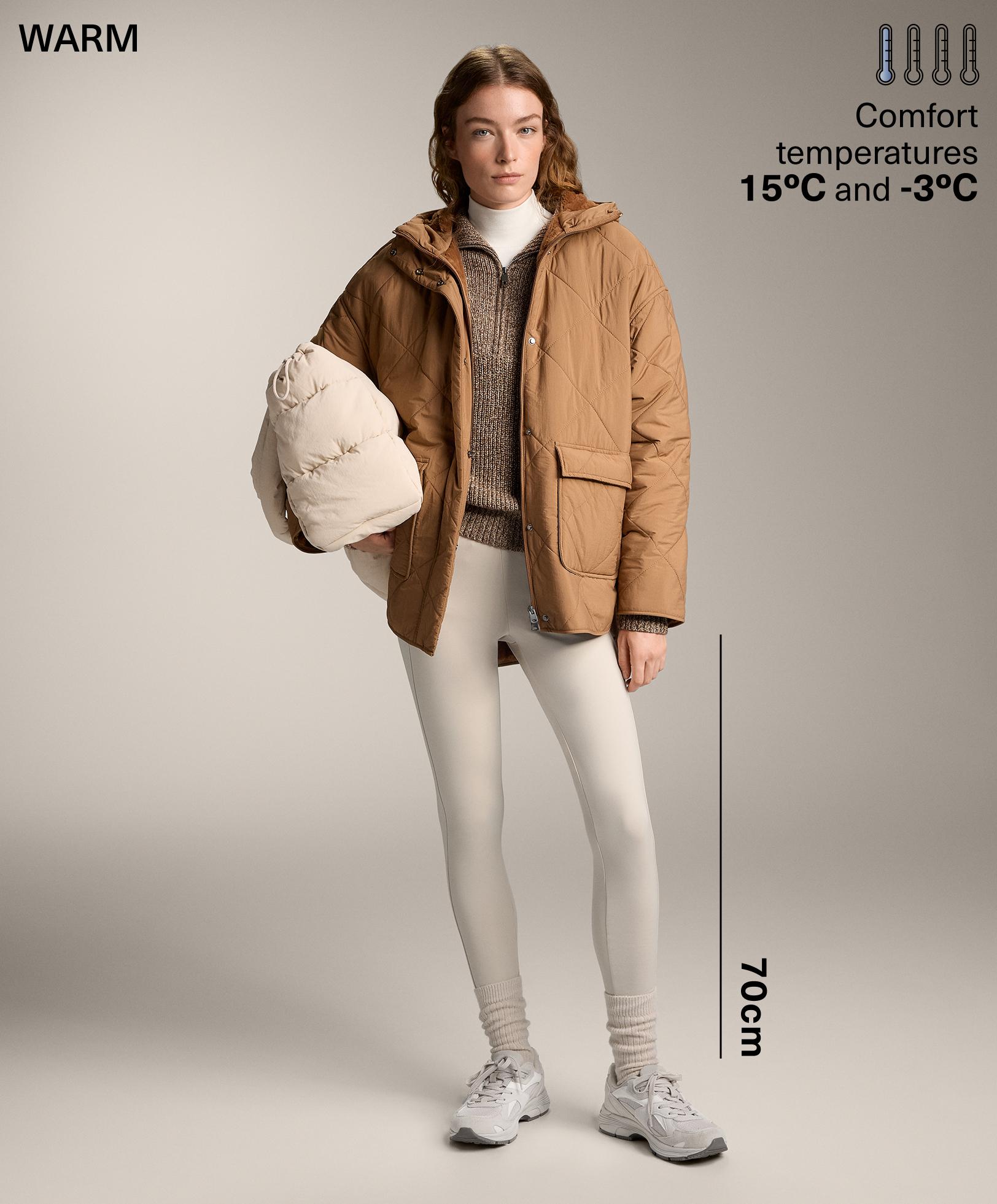 Warm high-rise ankle-length leggings with pockets 70 cm — PALE MINK