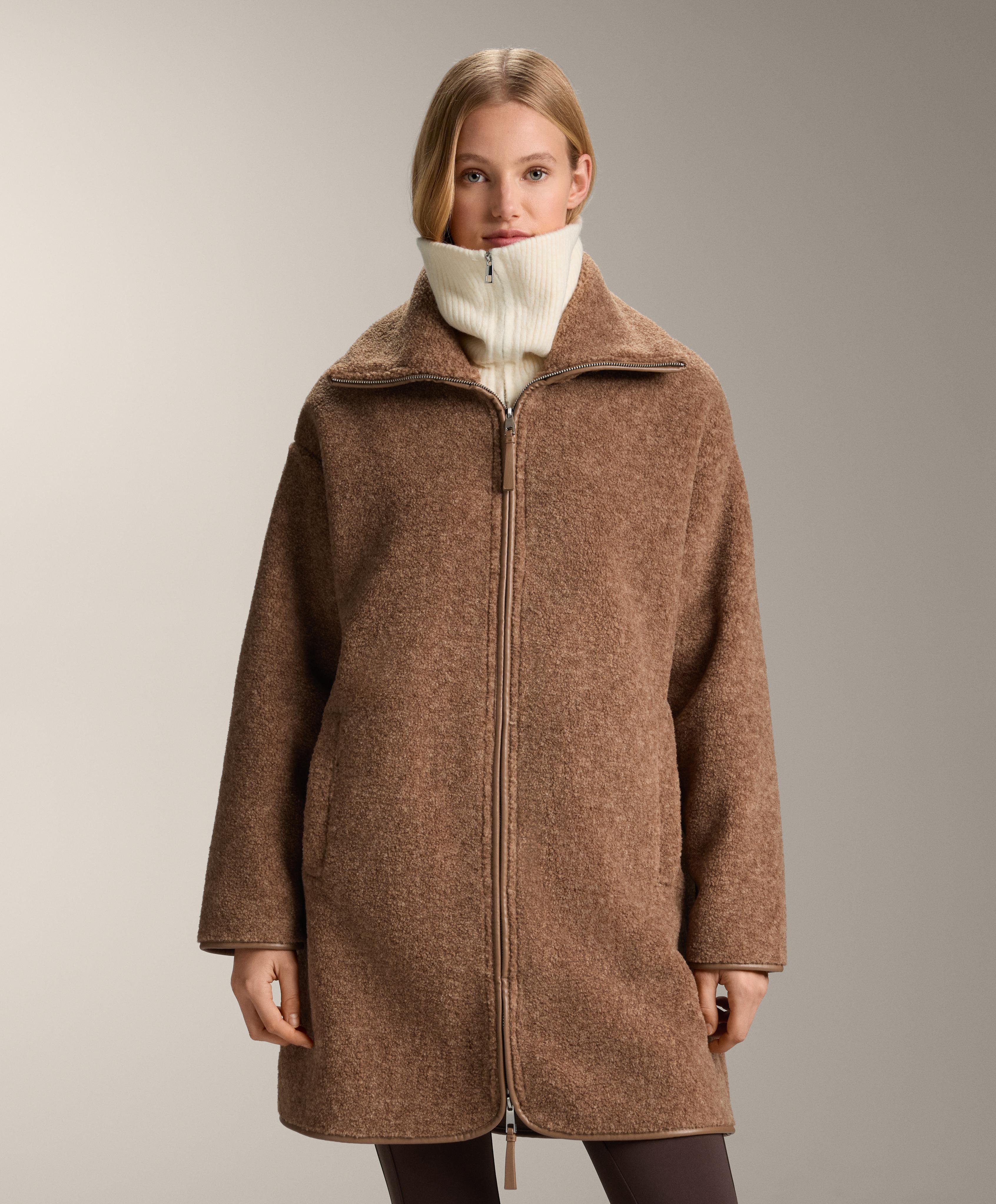 Long faux-shearling jacket — TAN MELANGE