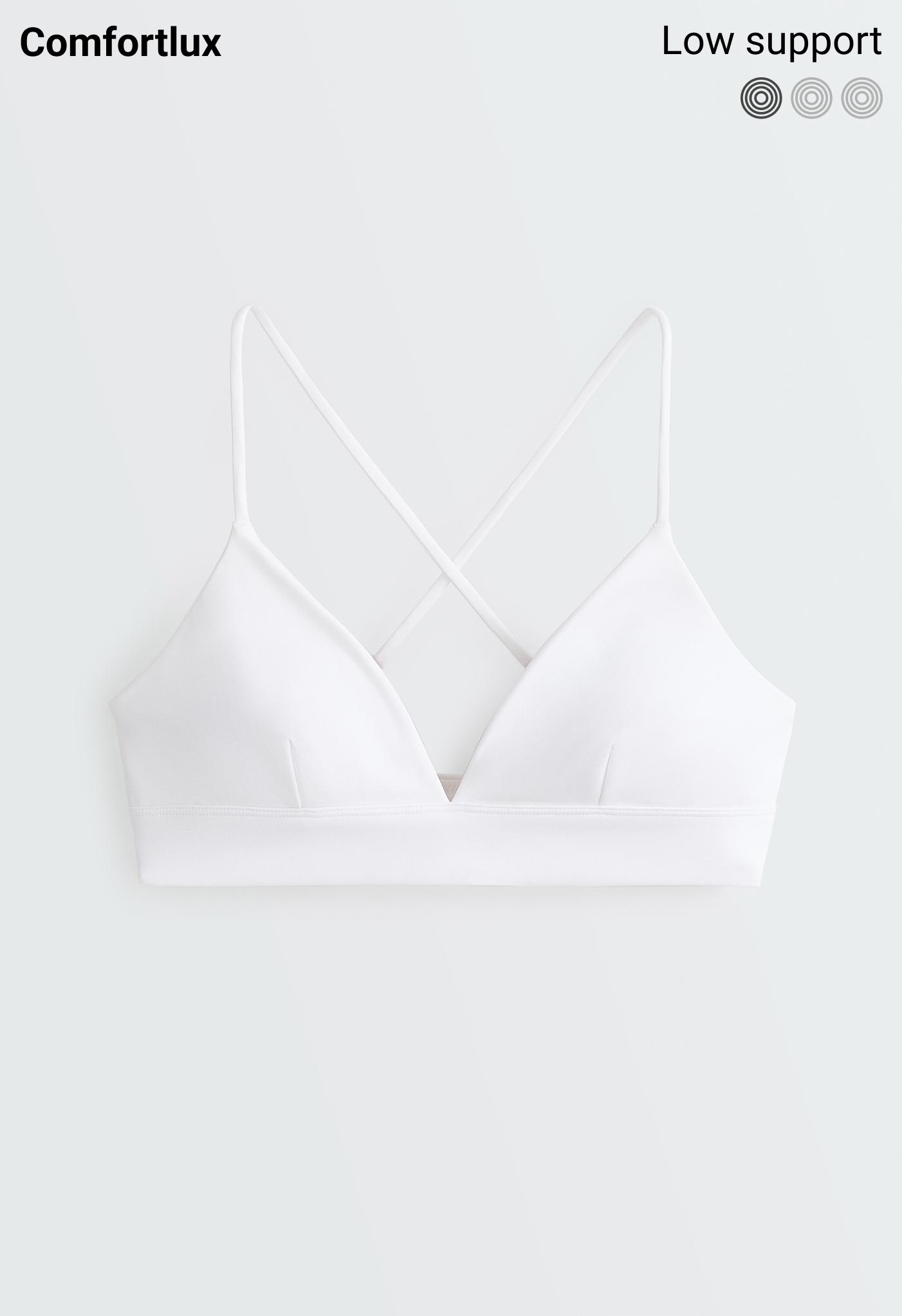 Comfortlux low-support triangle sports bra — WHITE 