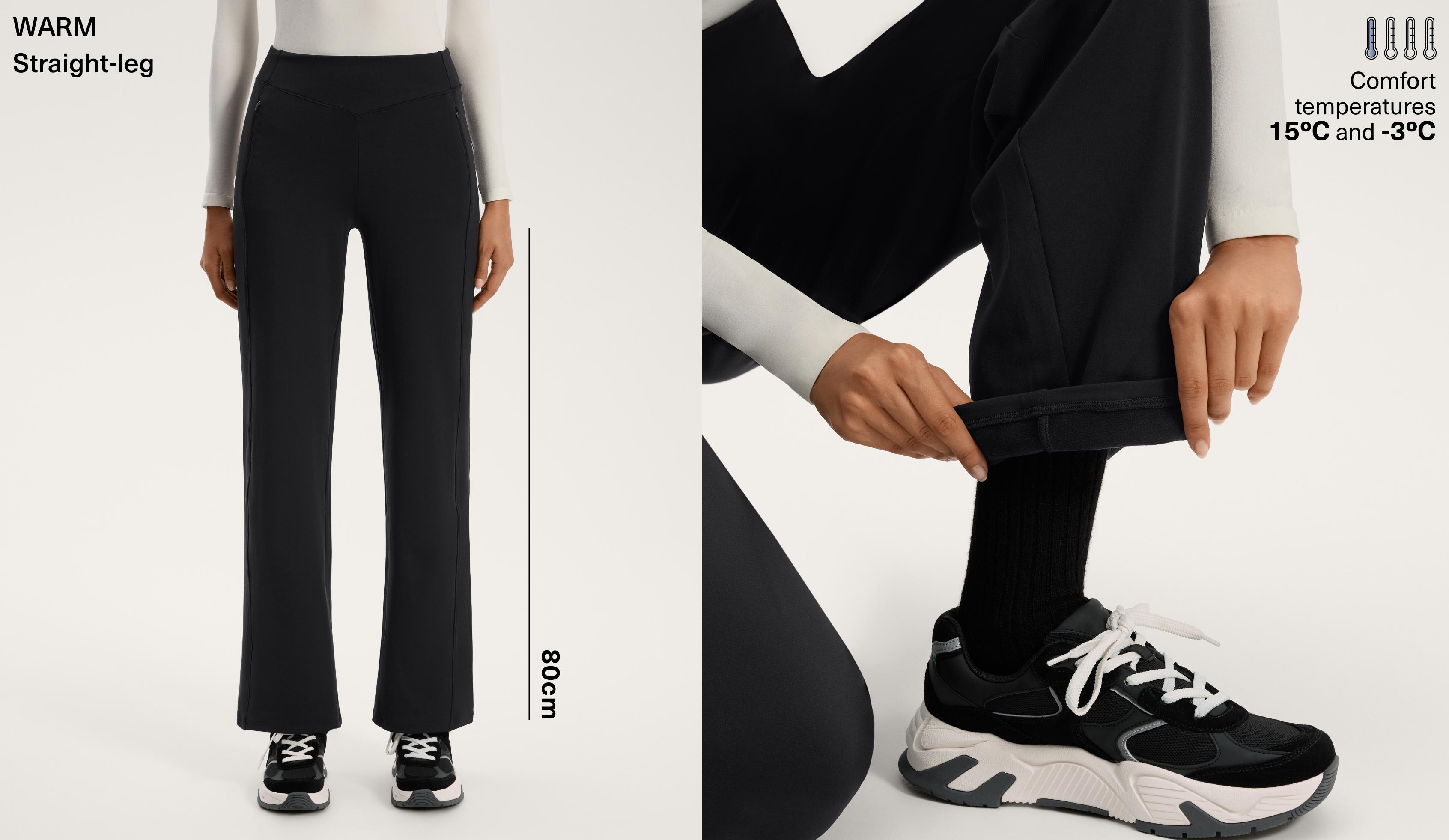 High-rise warm straight-leg trousers