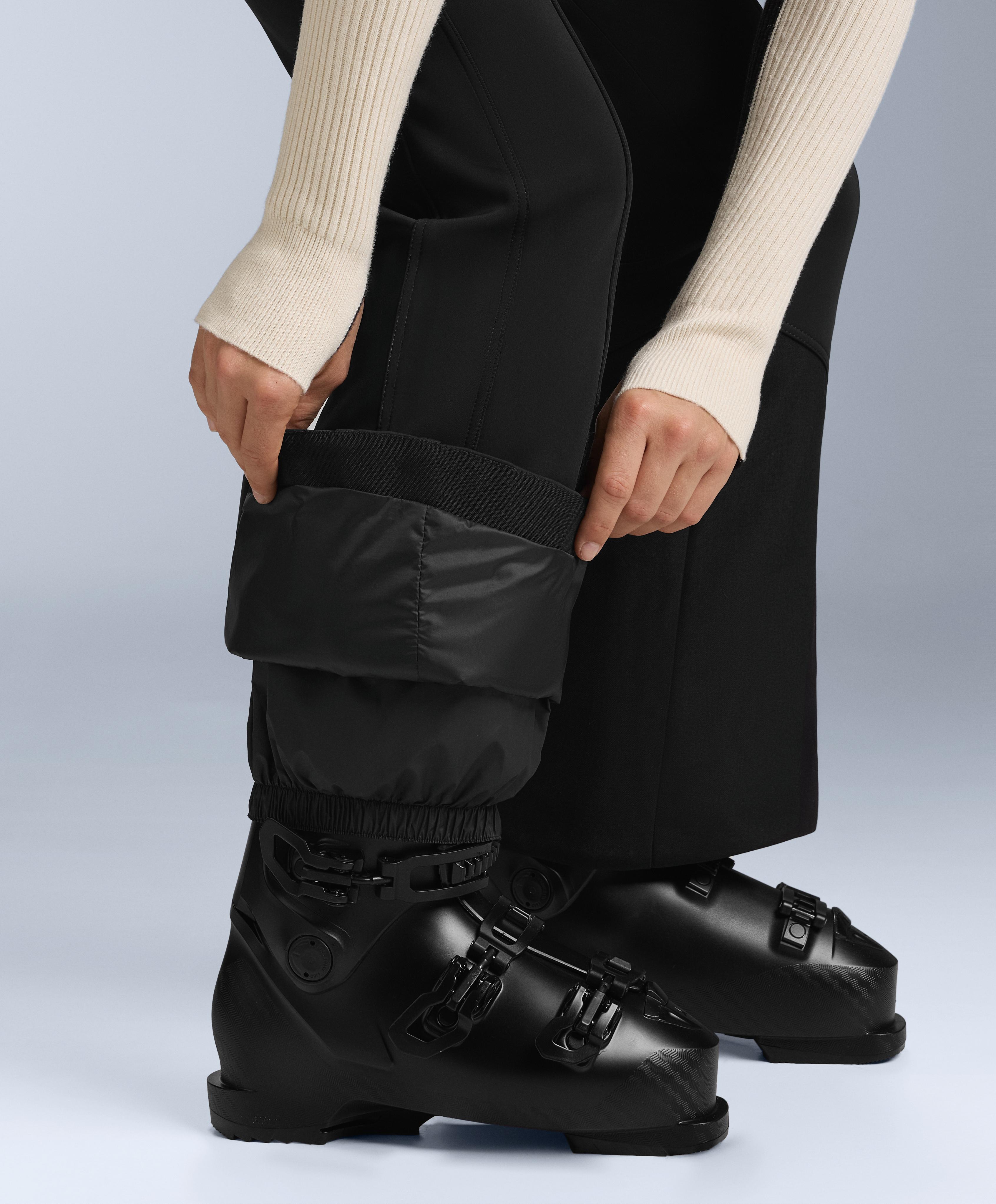 Water-resistant high-rise flare stretch SKI trousers — BLACK