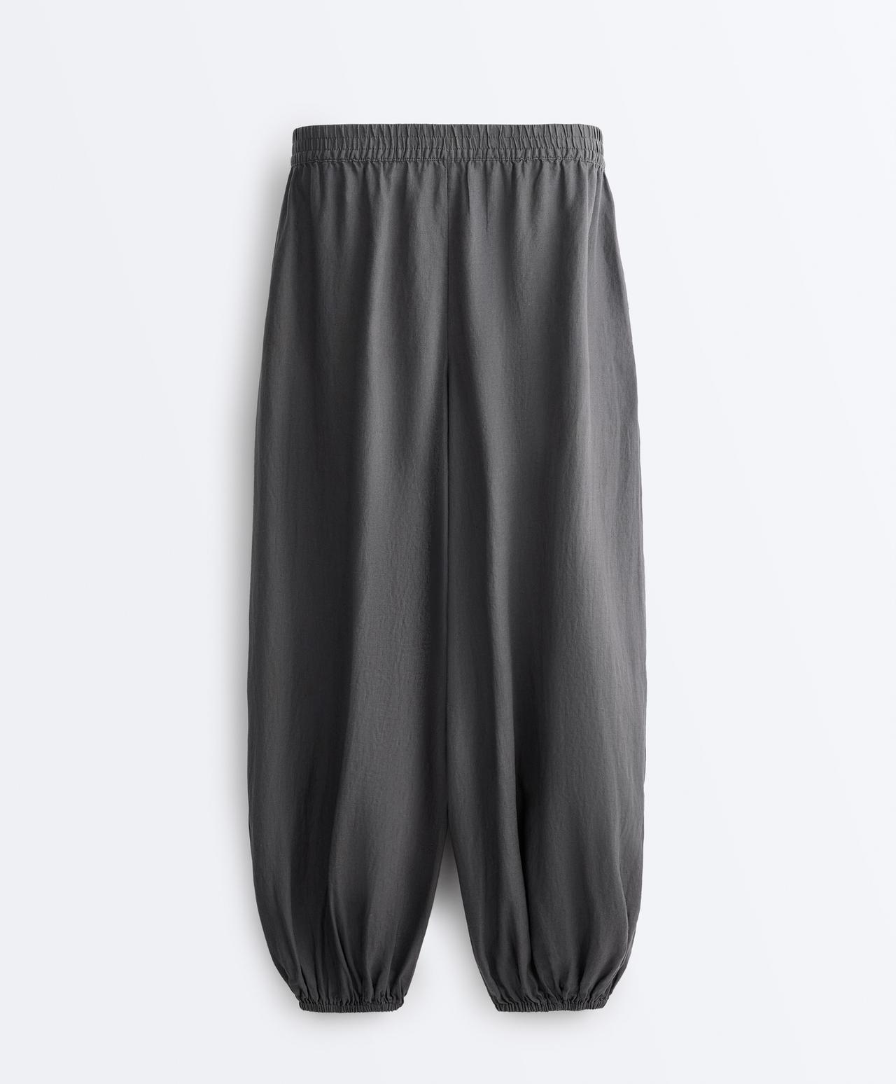 100% linen bloomer trousers — STEEL GREY