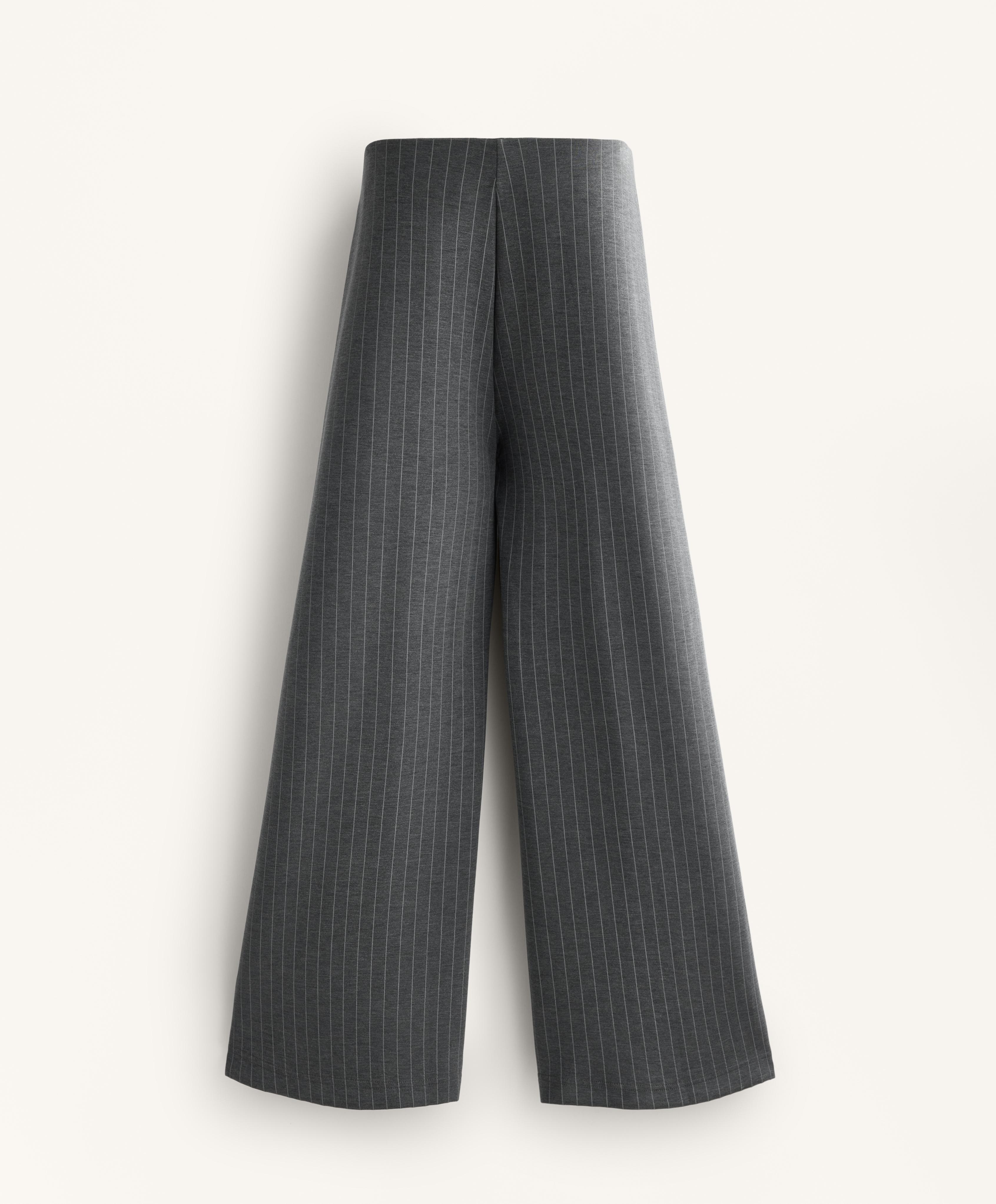Wide leg striped trousers with soft touch modal