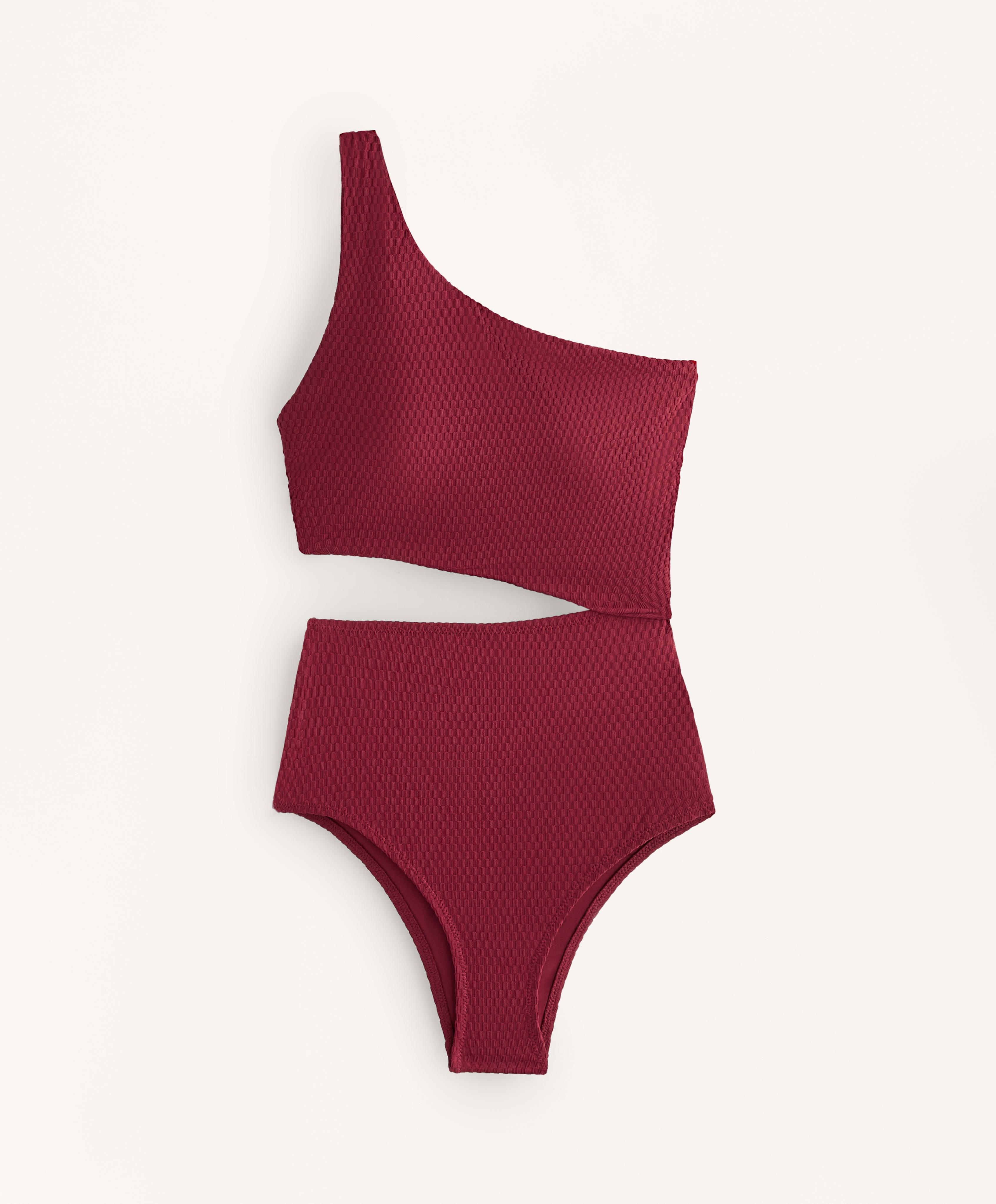 Trikini asimétrico jacquard mini cuadro