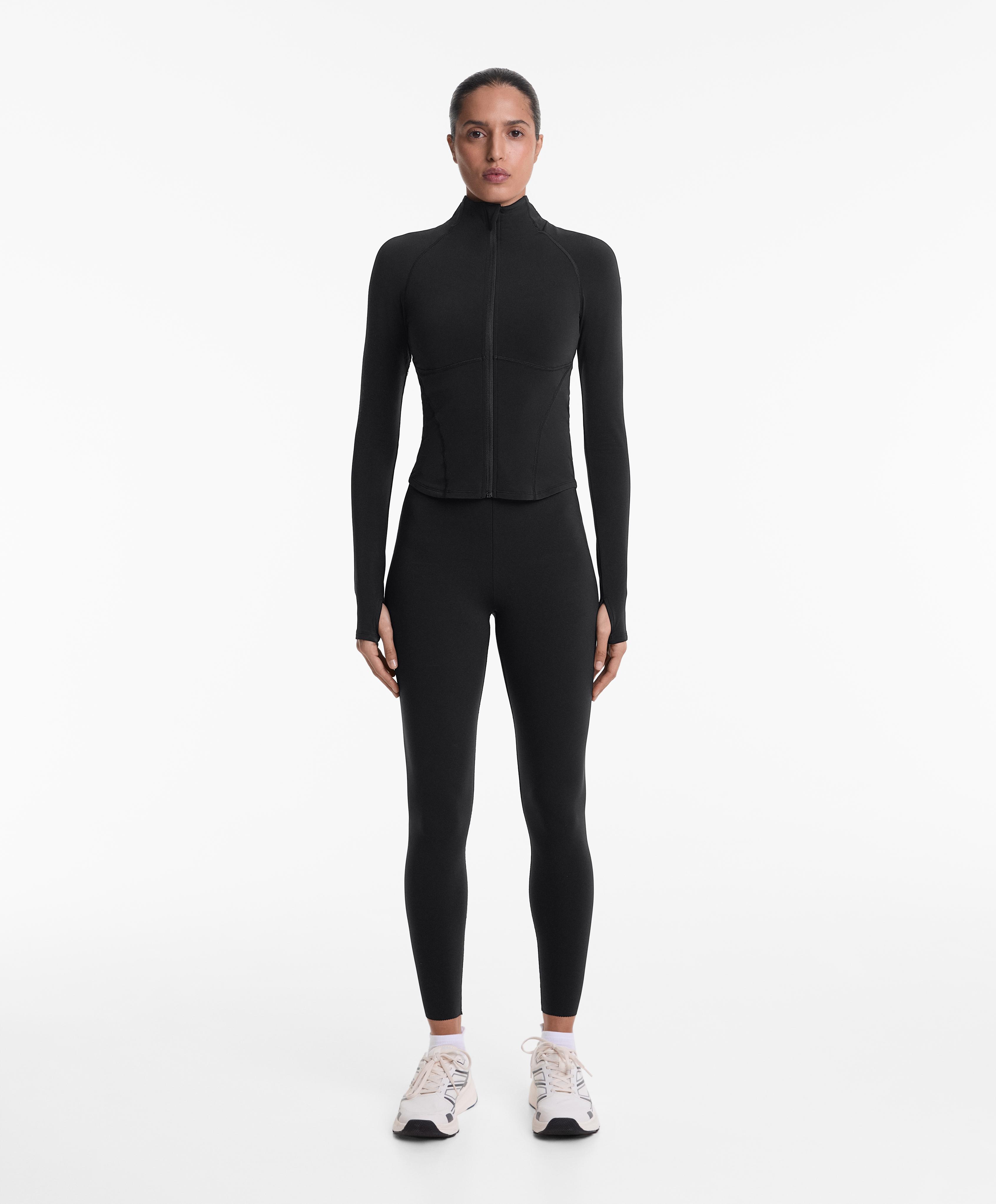Light warm technical jacket with seams — BLACK