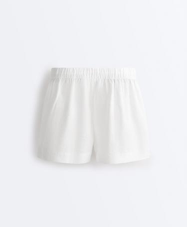 100% linen mid-rise shorts — WHITE  7