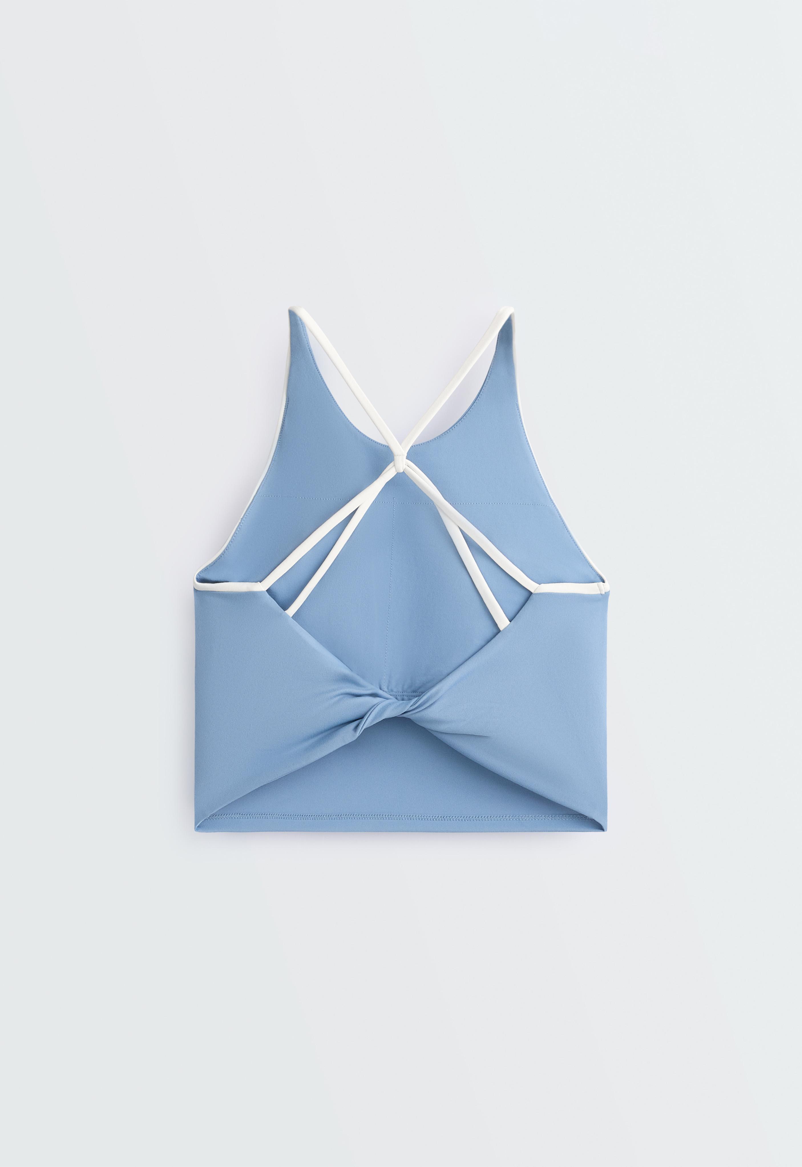 Comfortlux halter tank top with crossover straps — BLUE
