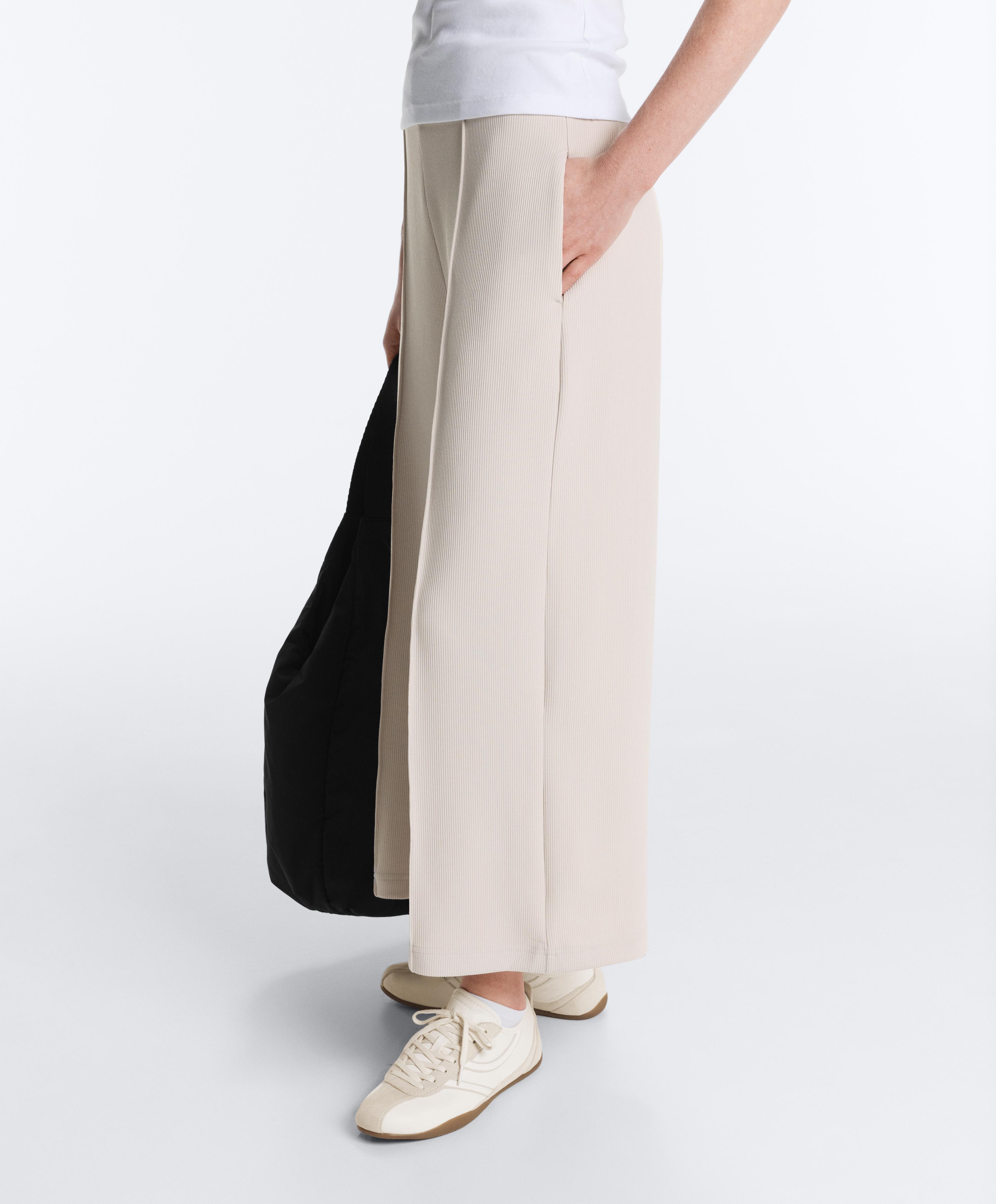 High-waisted crop trousers with modal — PALE MINK