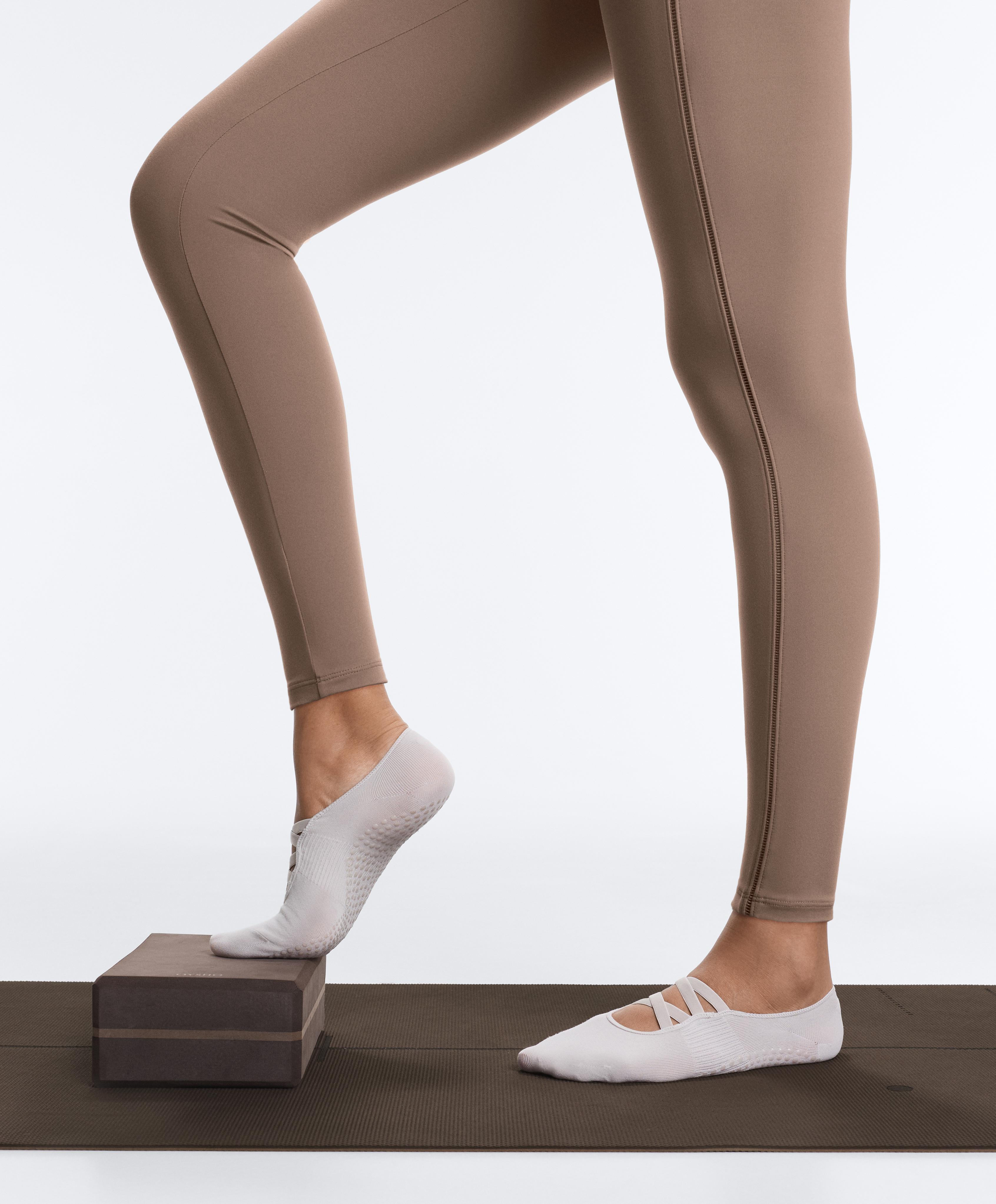 Comfortlux high-rise hemstitch ankle-length leggings — MINK