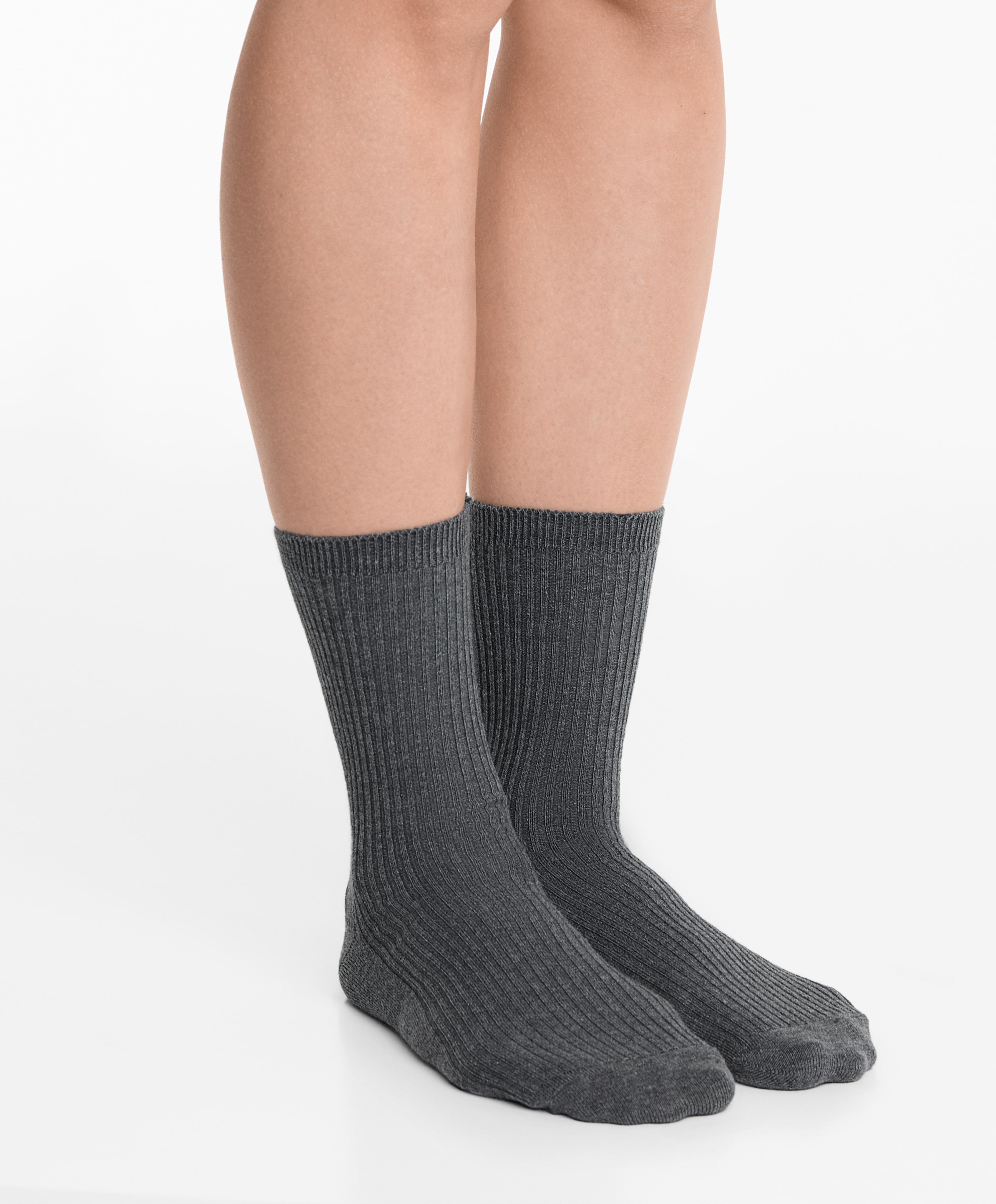 5 pairs of cotton blend classic socks — DARK GREY