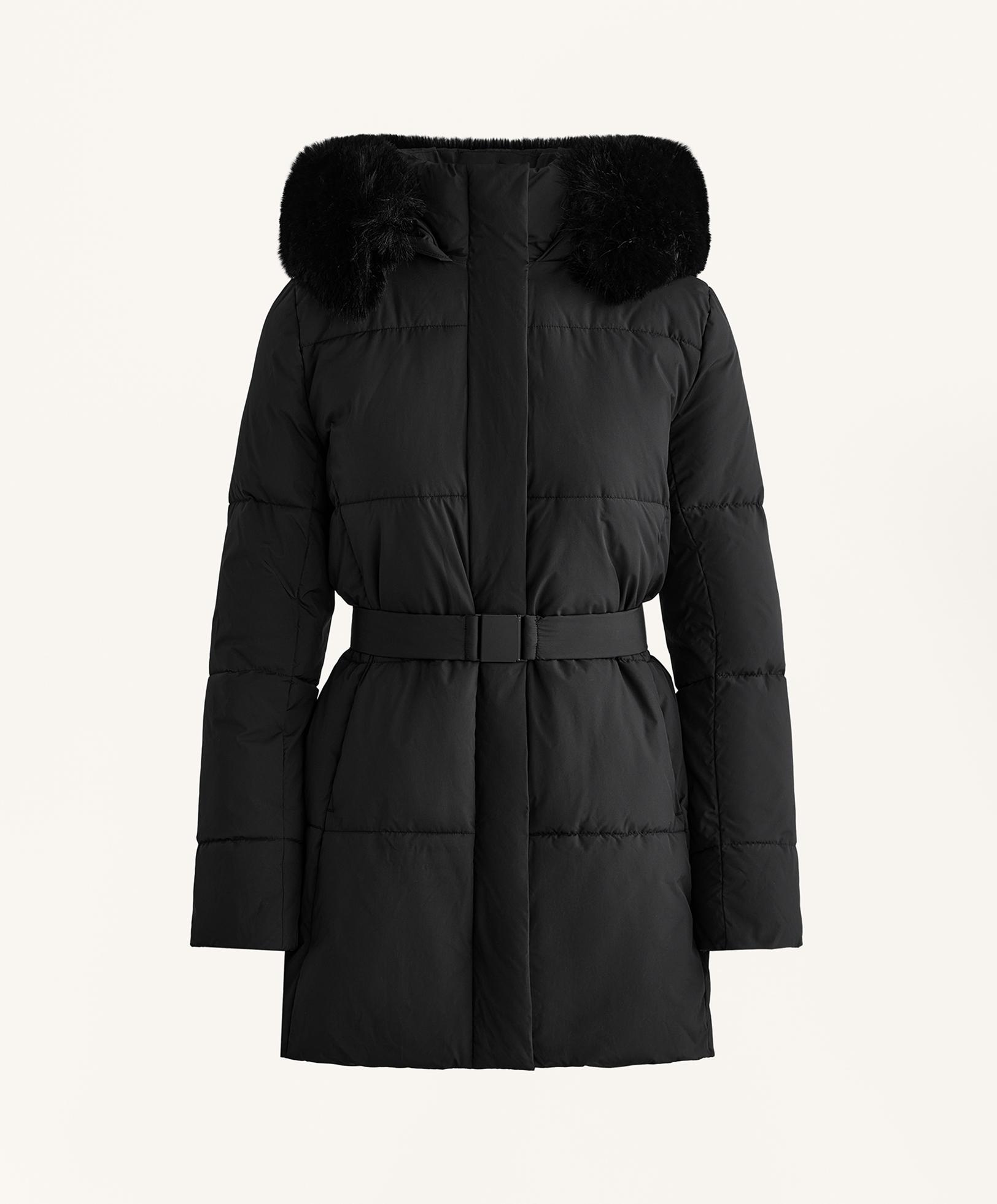 Water-repellent Primaloft® padded midi jacket — BLACK