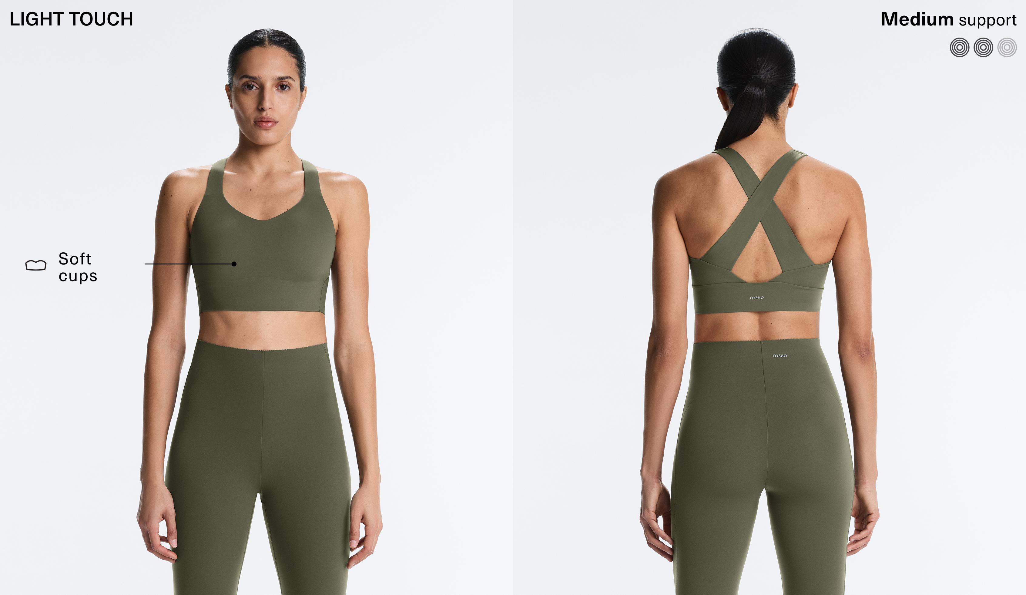 Medium-support Light Touch crossover bra — KHAKI