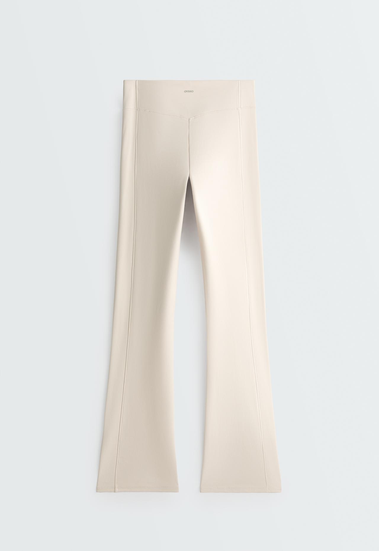 High rise Warm Flare trousers with zips — ECRU